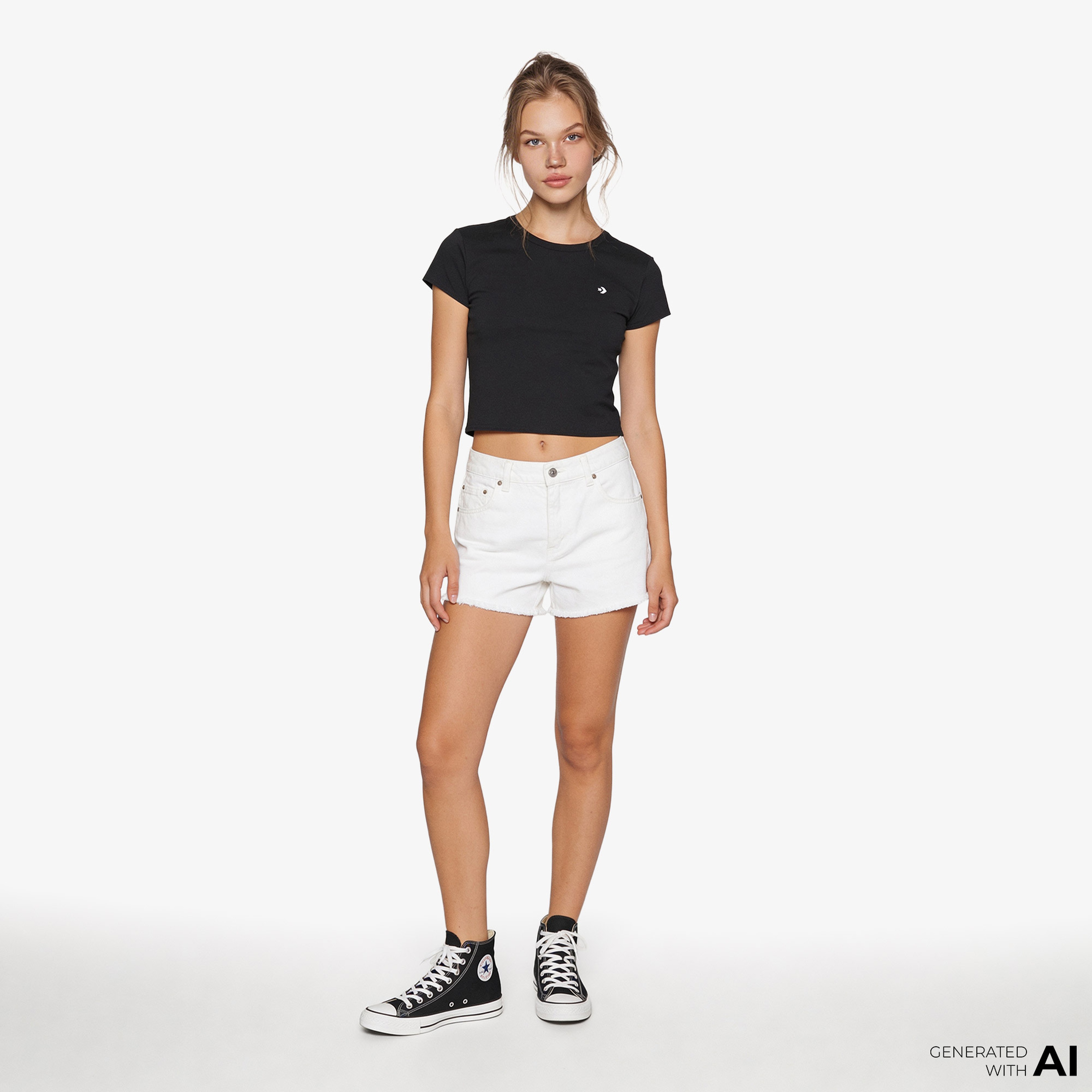 Converse Slim Fit Kadın Siyah T-Shirt