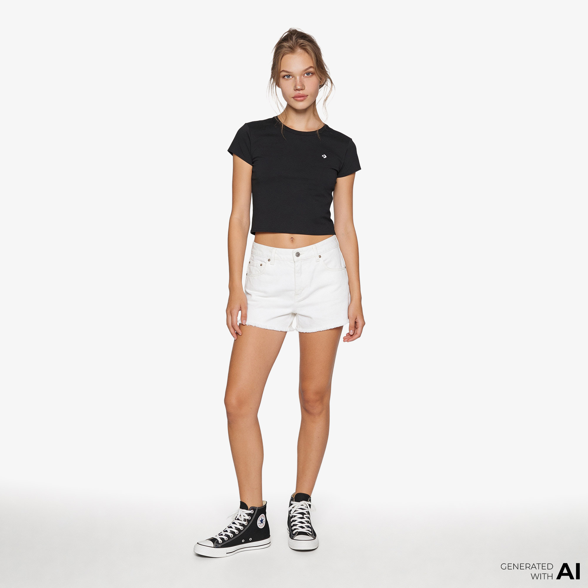 Converse Slim Fit Kadın Siyah T-Shirt