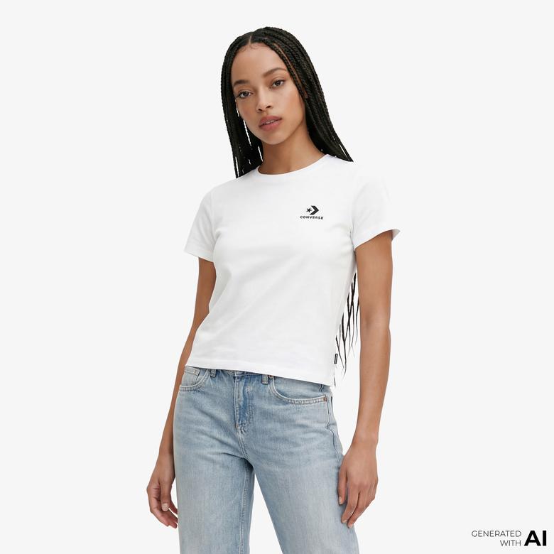 Converse Slim Fit Kadın Beyaz T-Shirt