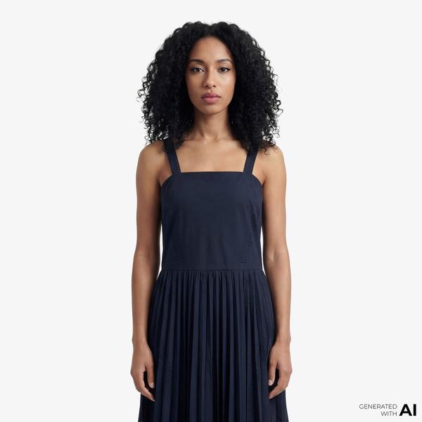 Kadın Regular Fit Kolsuz Lacivert Elbise