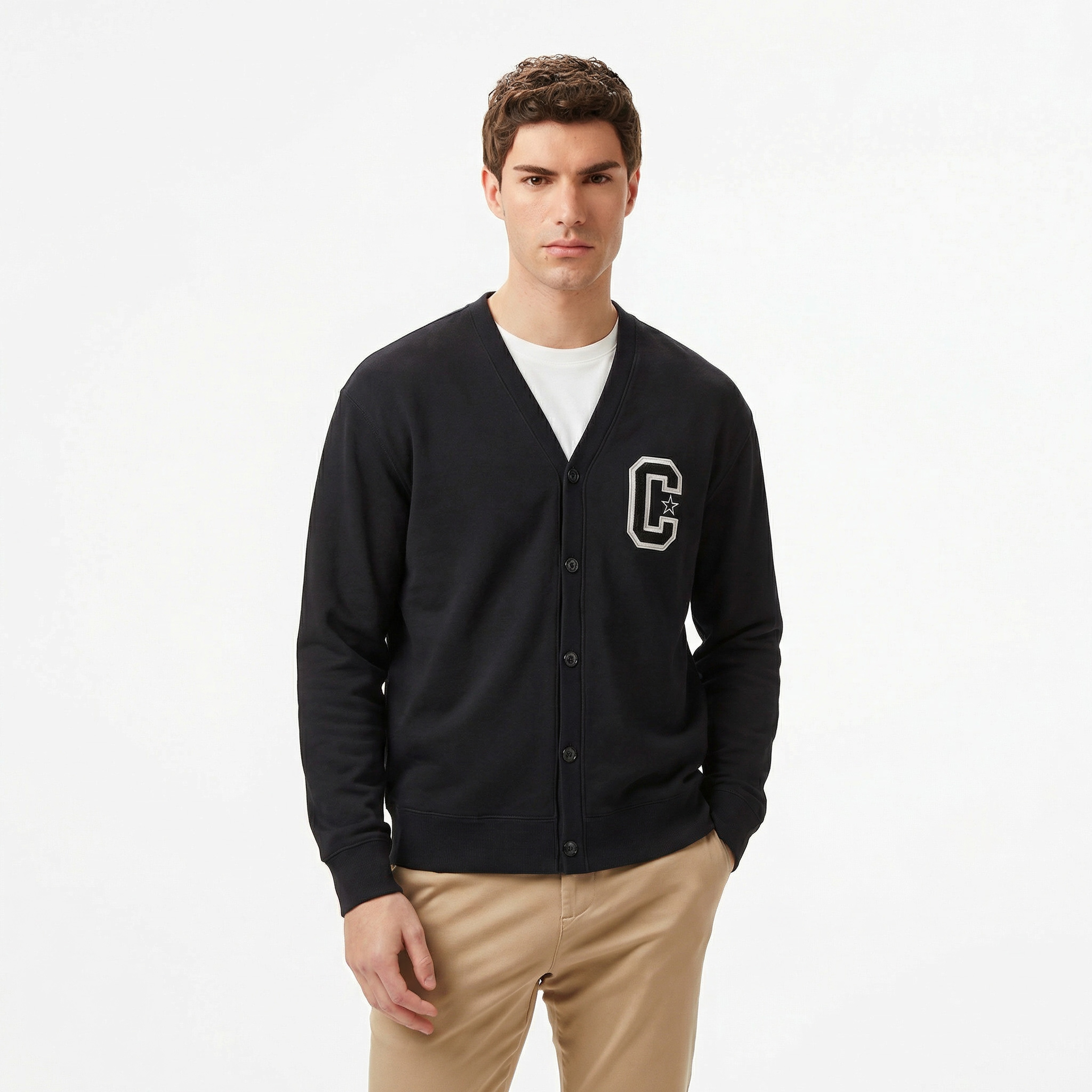 Converse Retro Cardigan Erkek Siyah Hırka