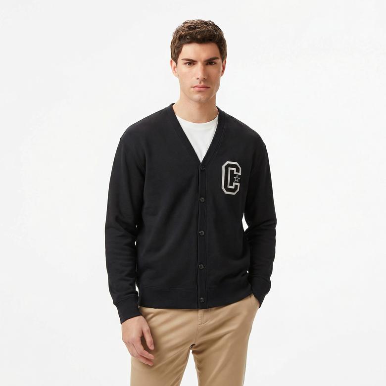 Converse Retro Cardigan Erkek Siyah Hırka