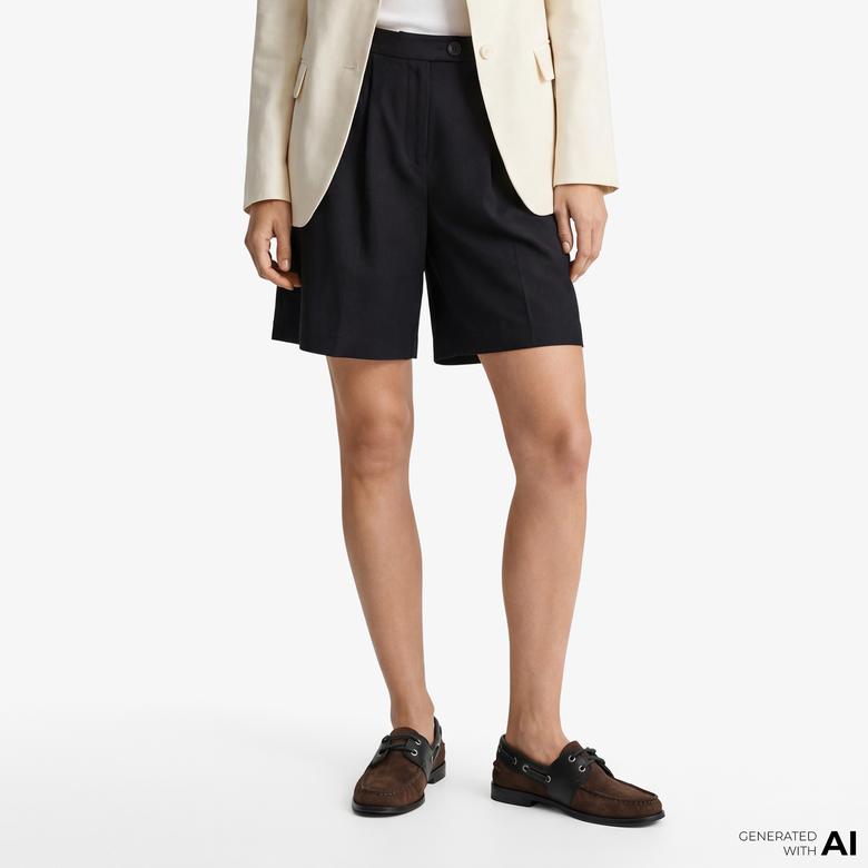 GANT Kadın Siyah Relaxed Fit Keten Şort