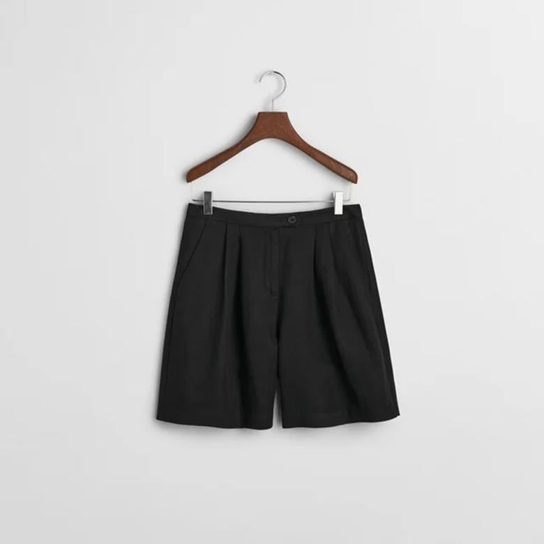 GANT Kadın Siyah Relaxed Fit Keten Şort