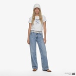 GANT Kadın Beyaz Regular Fit Bisiklet Yaka Logolu T-Shirt