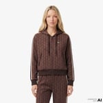 Lacoste Kadın Regular Fit Kapüşonlu Monogram Kahverengi Sweatshirt