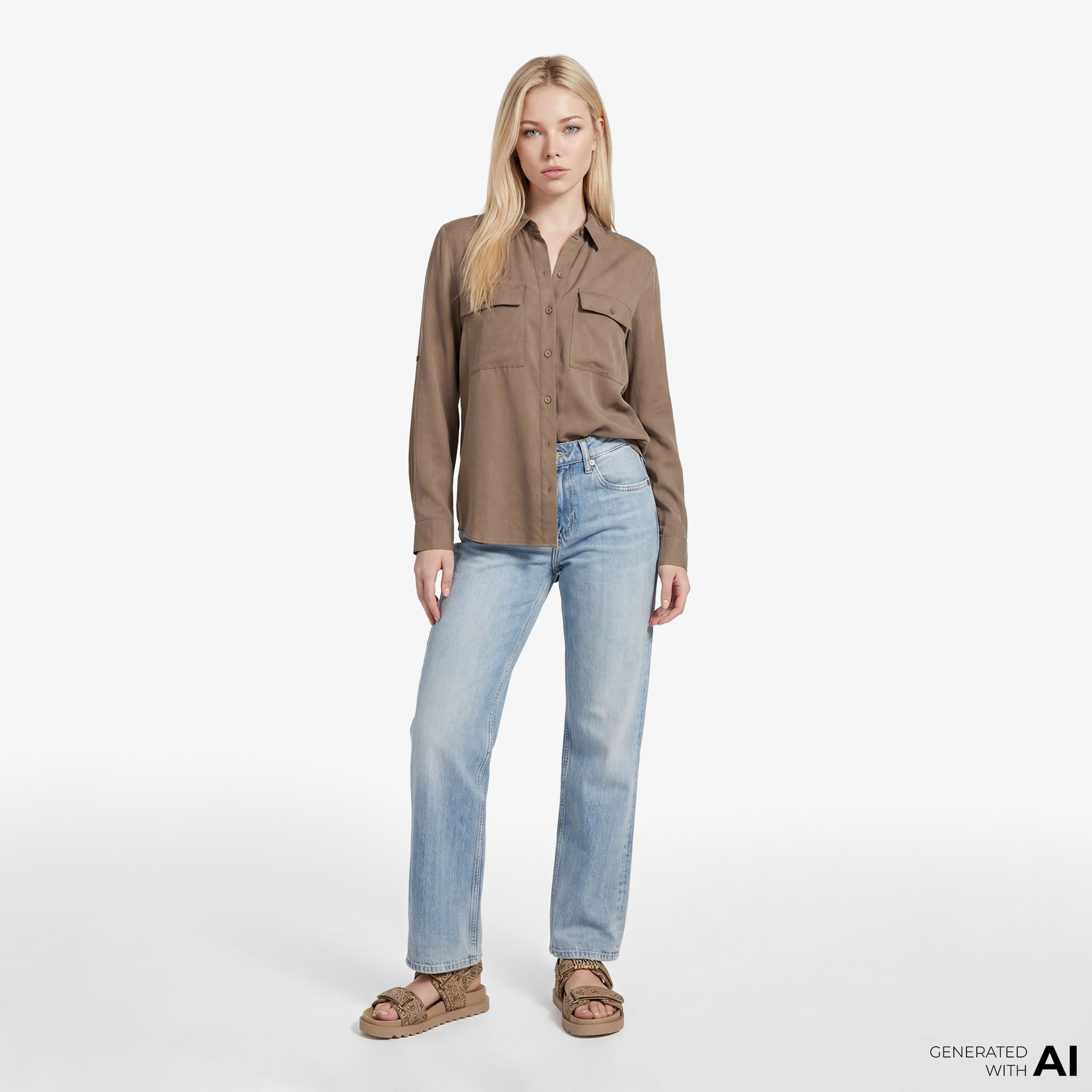 Guess Enora Equipment Shir  Kadın Yeşil Gömlek