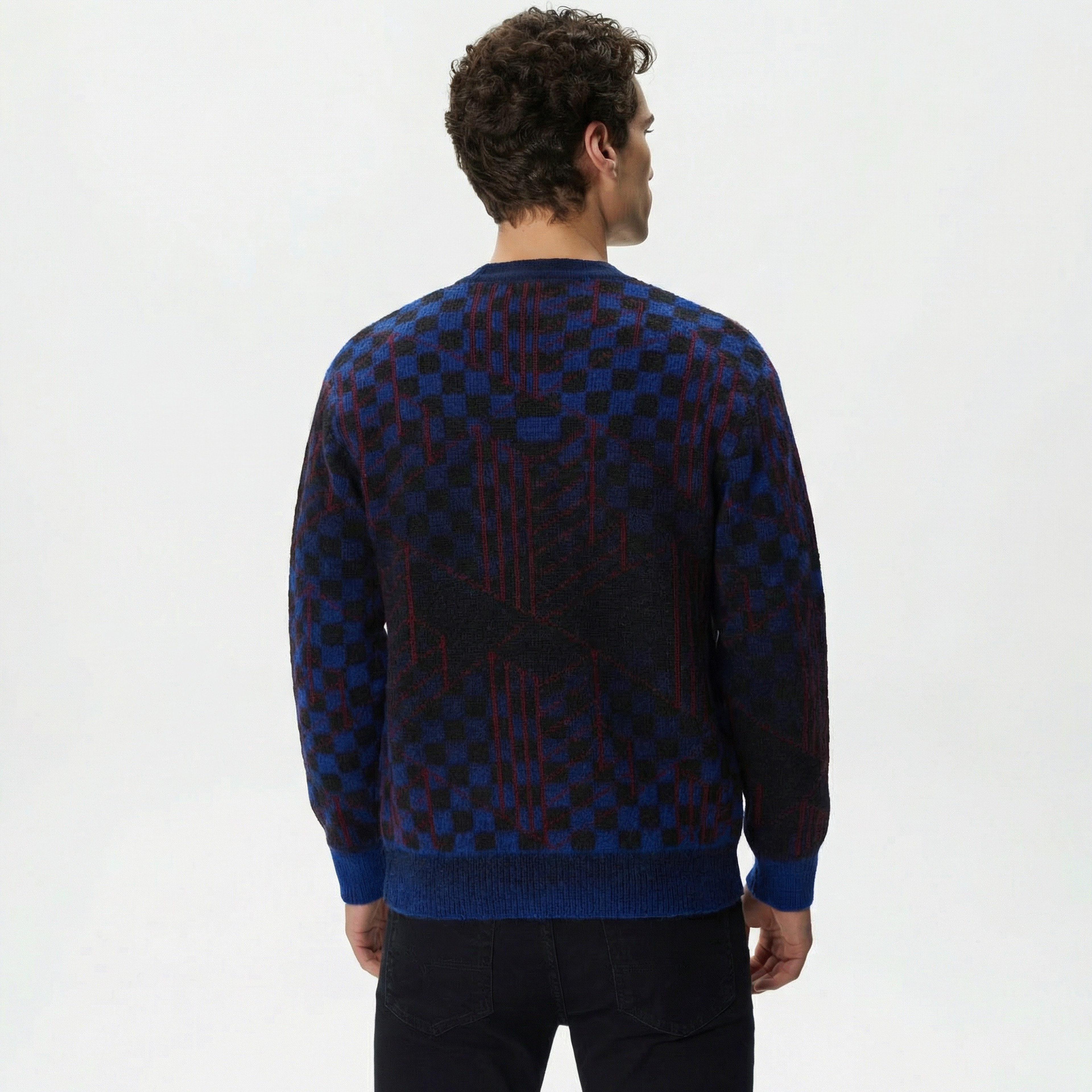 Unisex Desenli Siyah Hırka