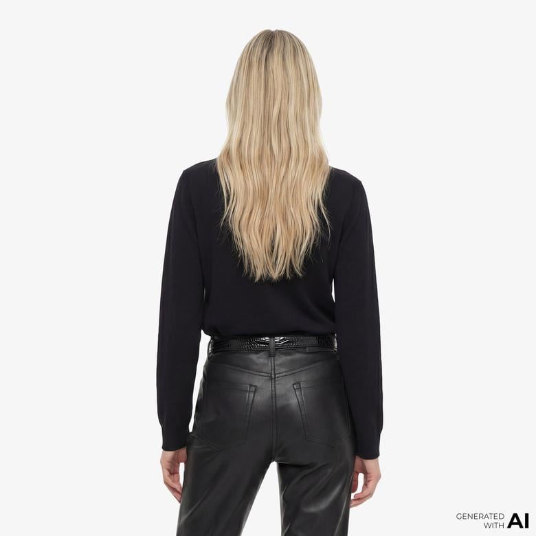 KADIN COMFORT FIT BİSİKLET YAKA BASKILI SİYAH SWEATSHIRT