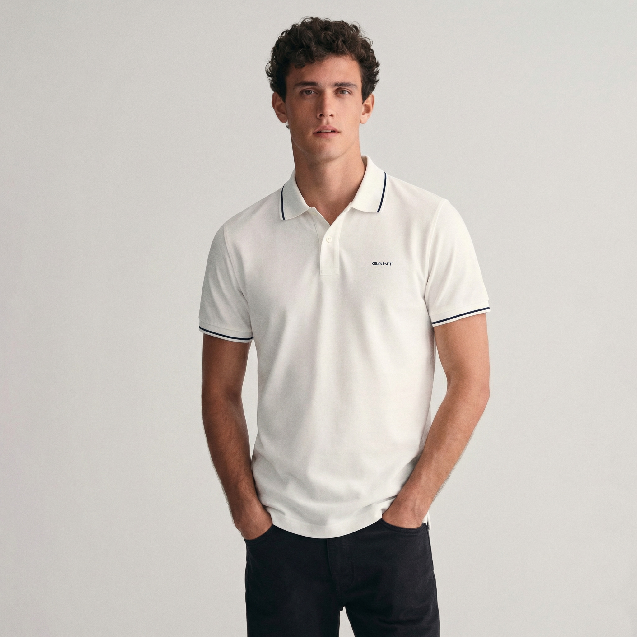 GANT Erkek Beyaz Regular Fit Polo Yaka T-Shirt