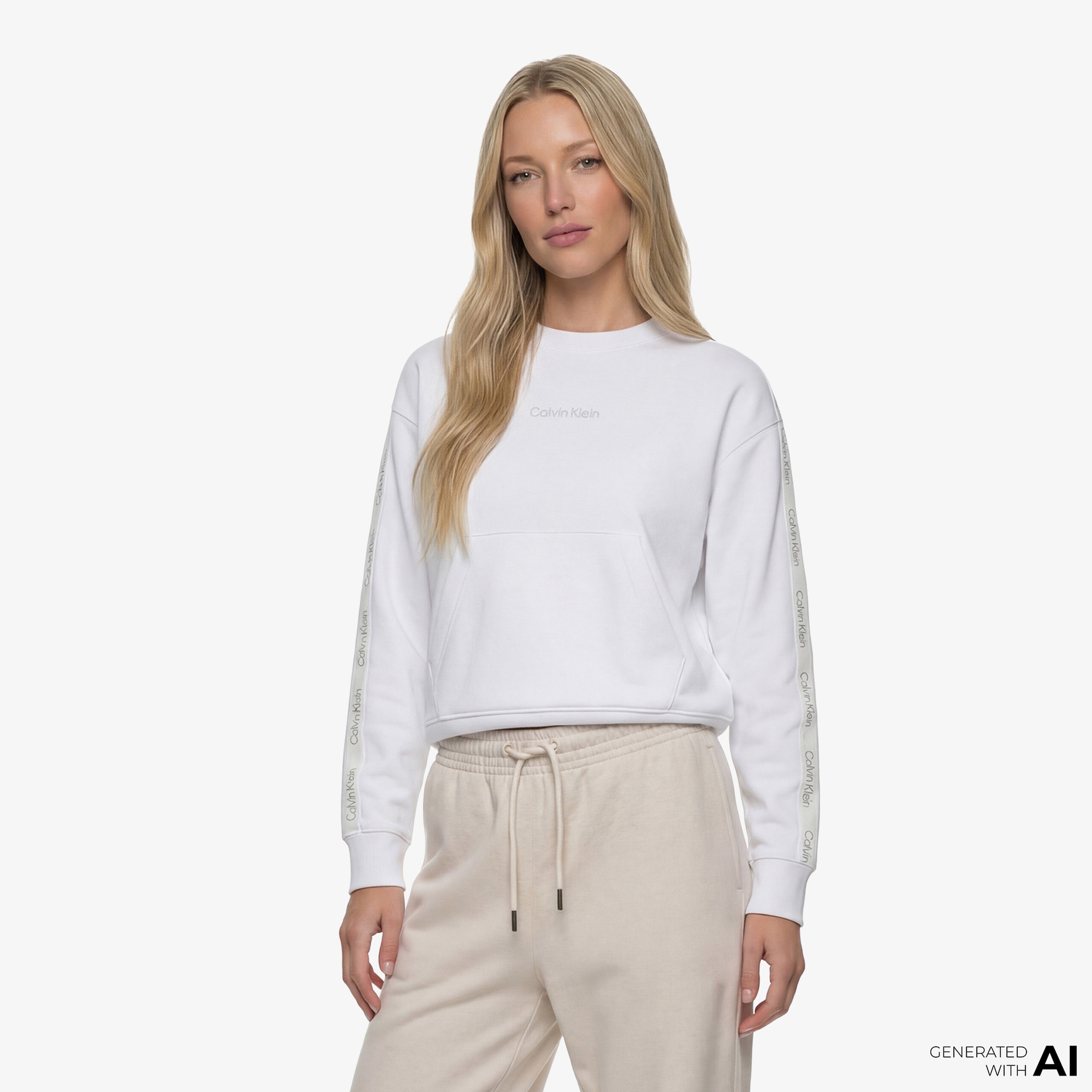 Calvin Klein Kadın Beyaz Triko