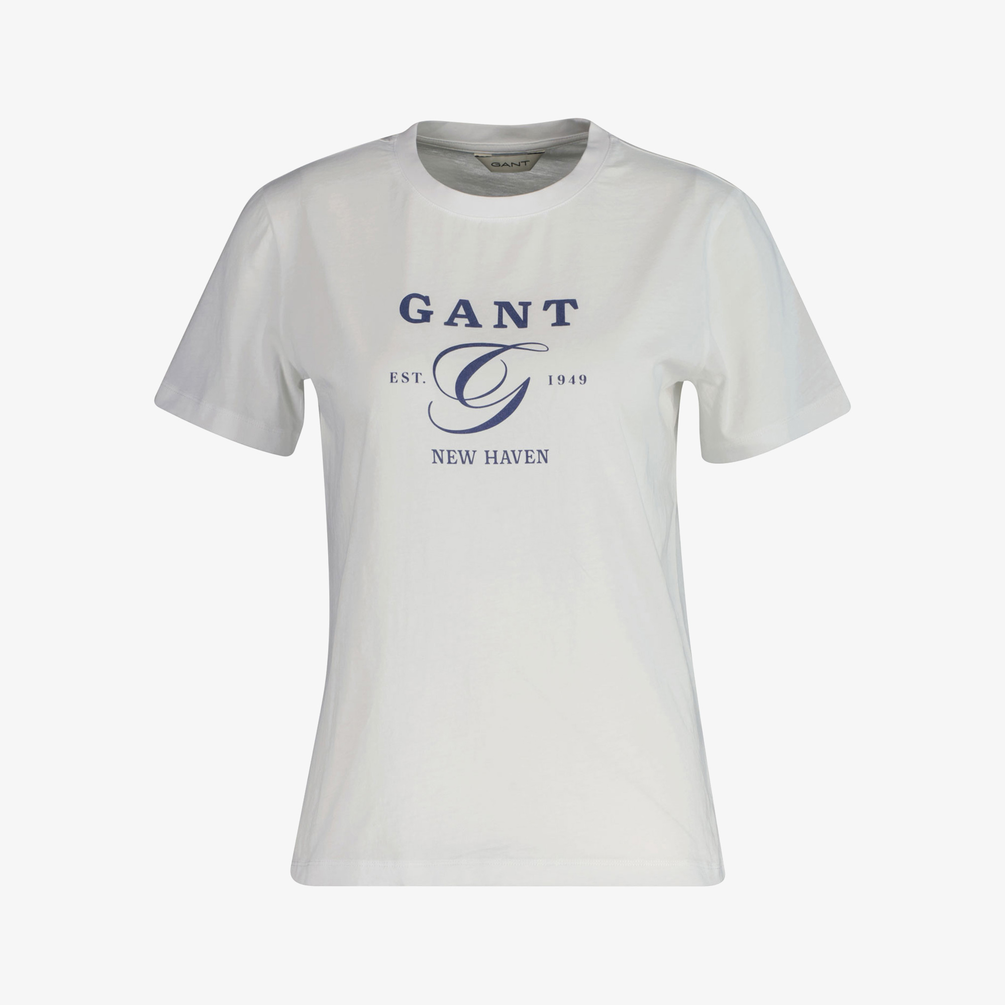 GANT Kadın Beyaz Regular Fit Bisiklet Yaka Logolu T-Shirt