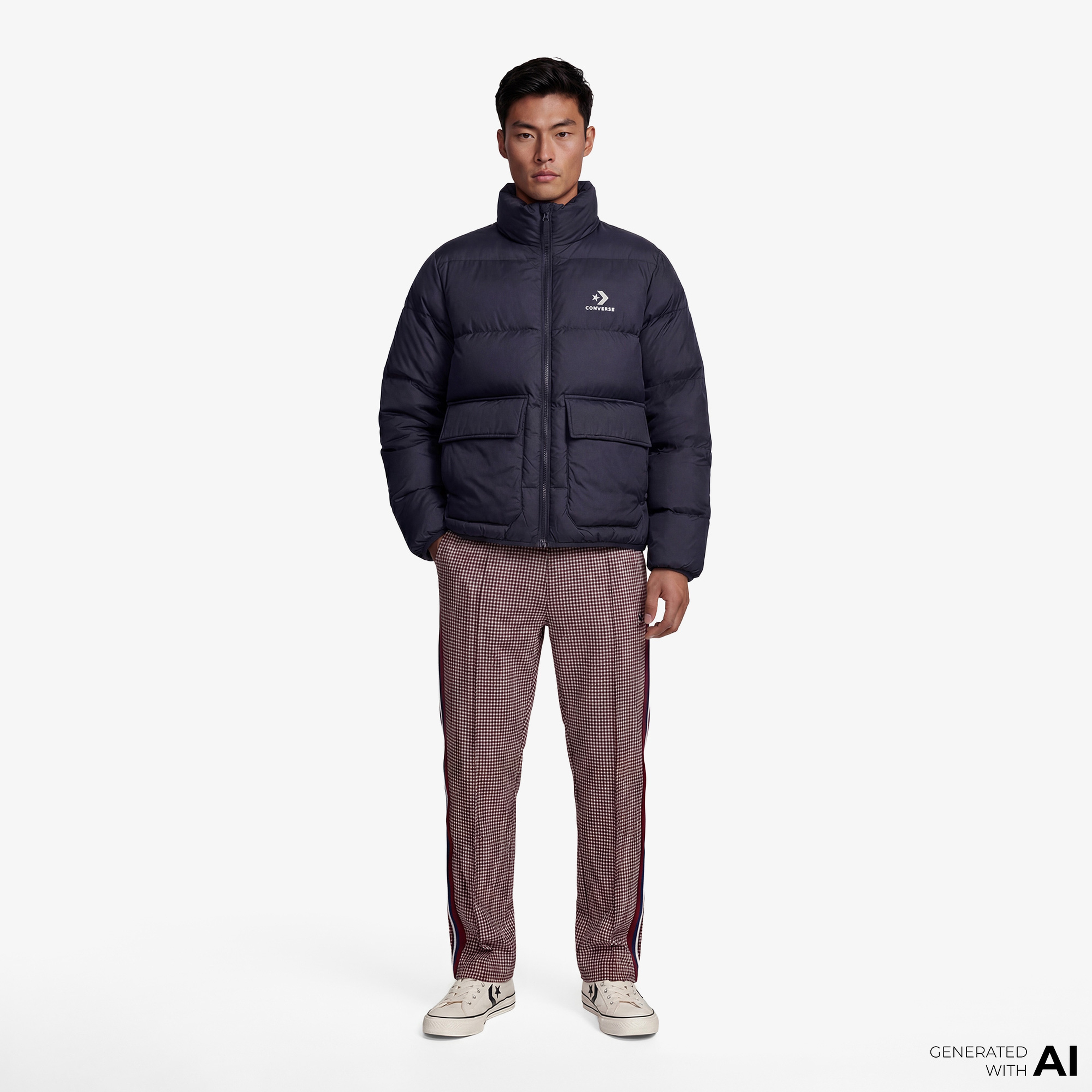 Converse Classic Erkek Dik Yaka Siyah Şişme Mont