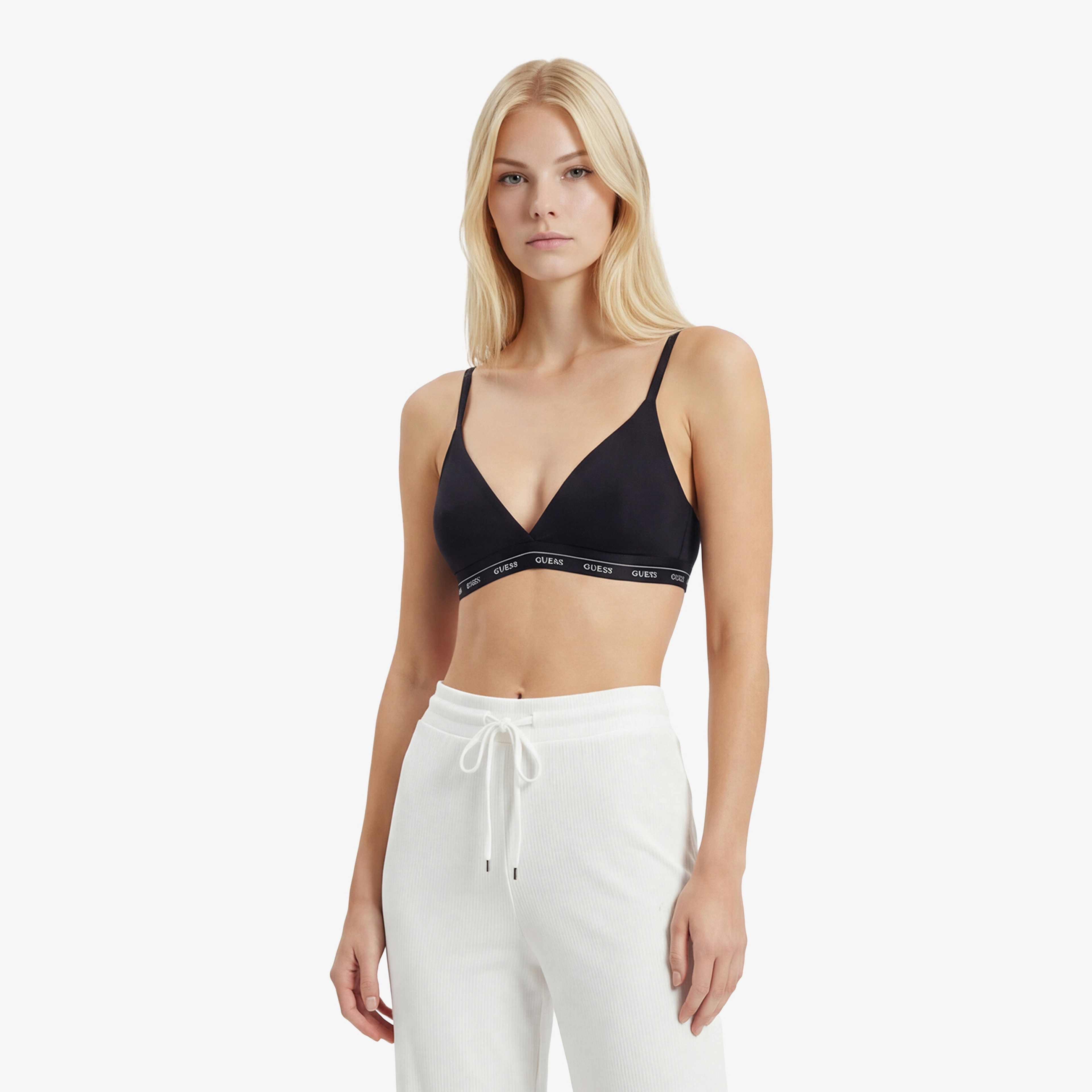 Guess Jane Soft Triangle Shiny Microfiber 130 Kadın Siyah Sütyen