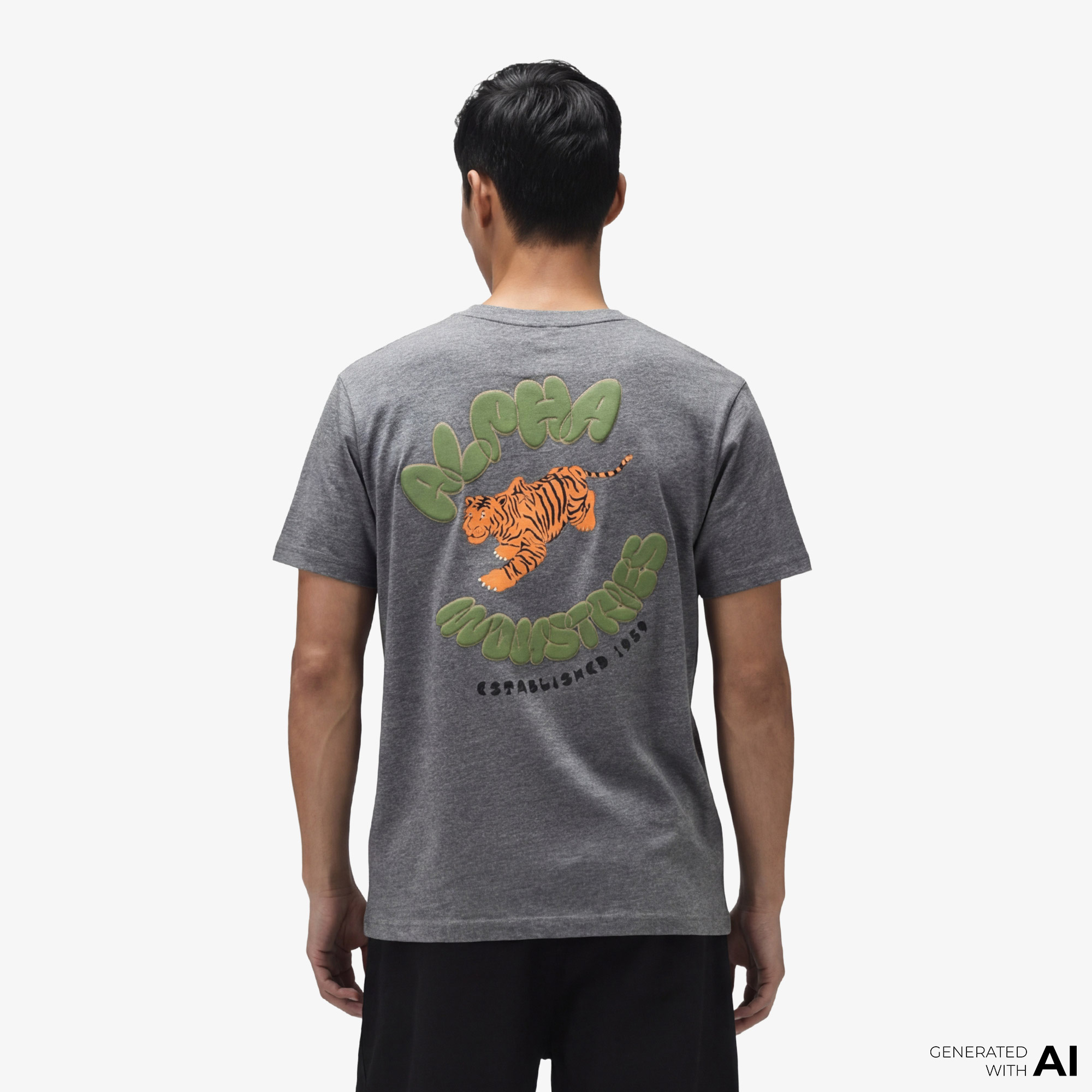Alpha Industries Tiger Erkek Gri T-Shirt
