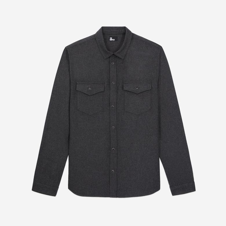 ERKEK LOGO BASKILI GRİ GÖMLEK