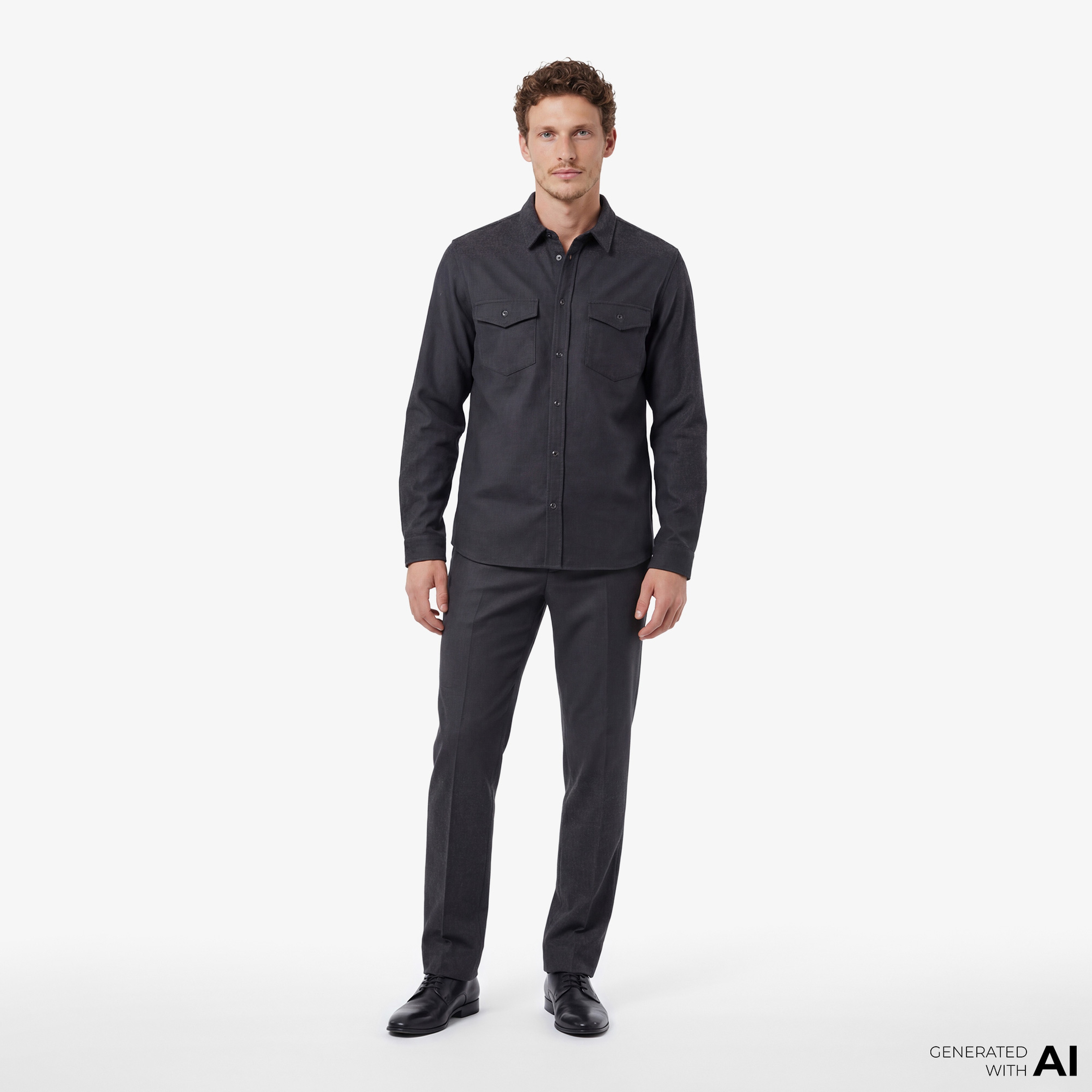 ERKEK LOGO BASKILI GRİ GÖMLEK