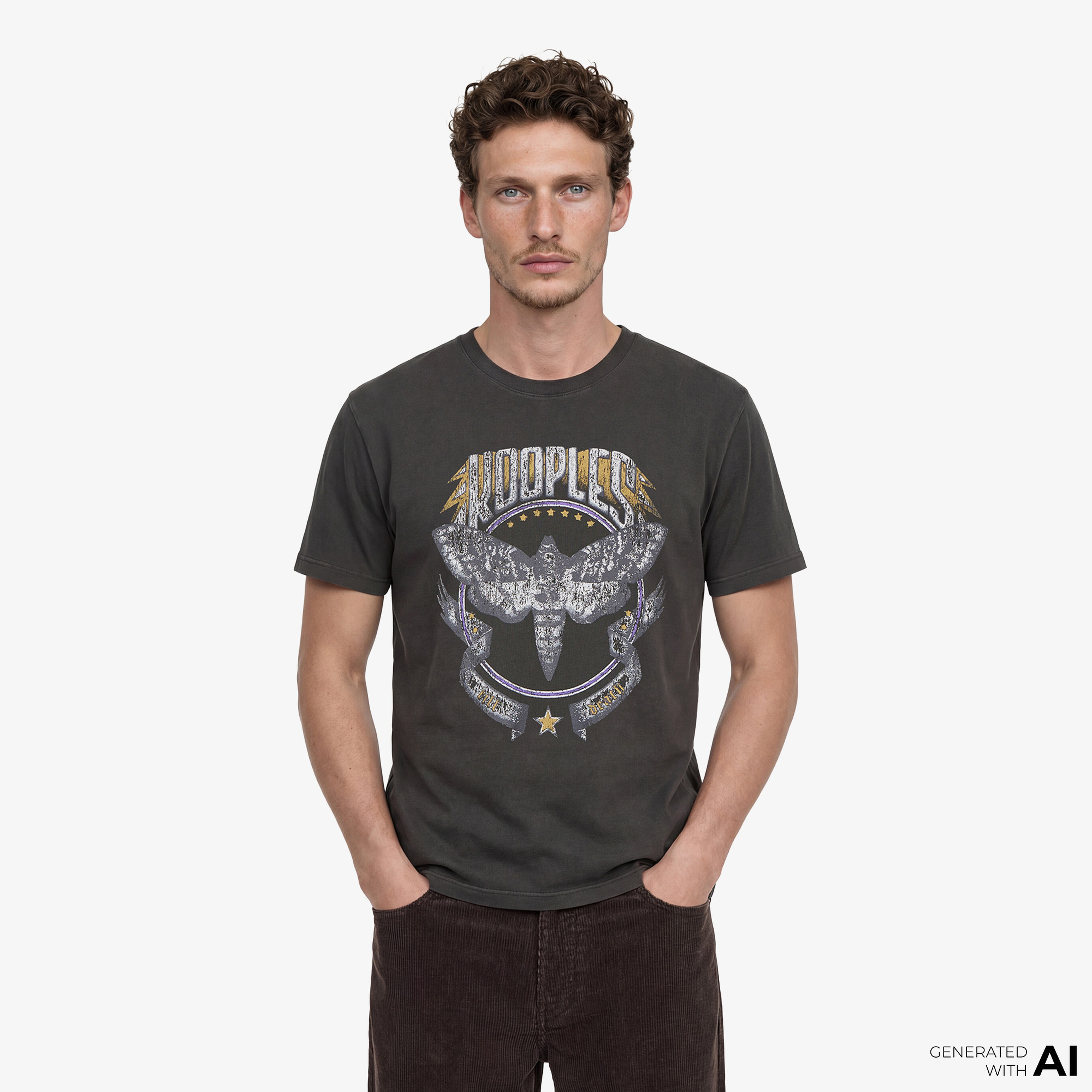 ERKEK BASKILI GRİ T-SHIRT