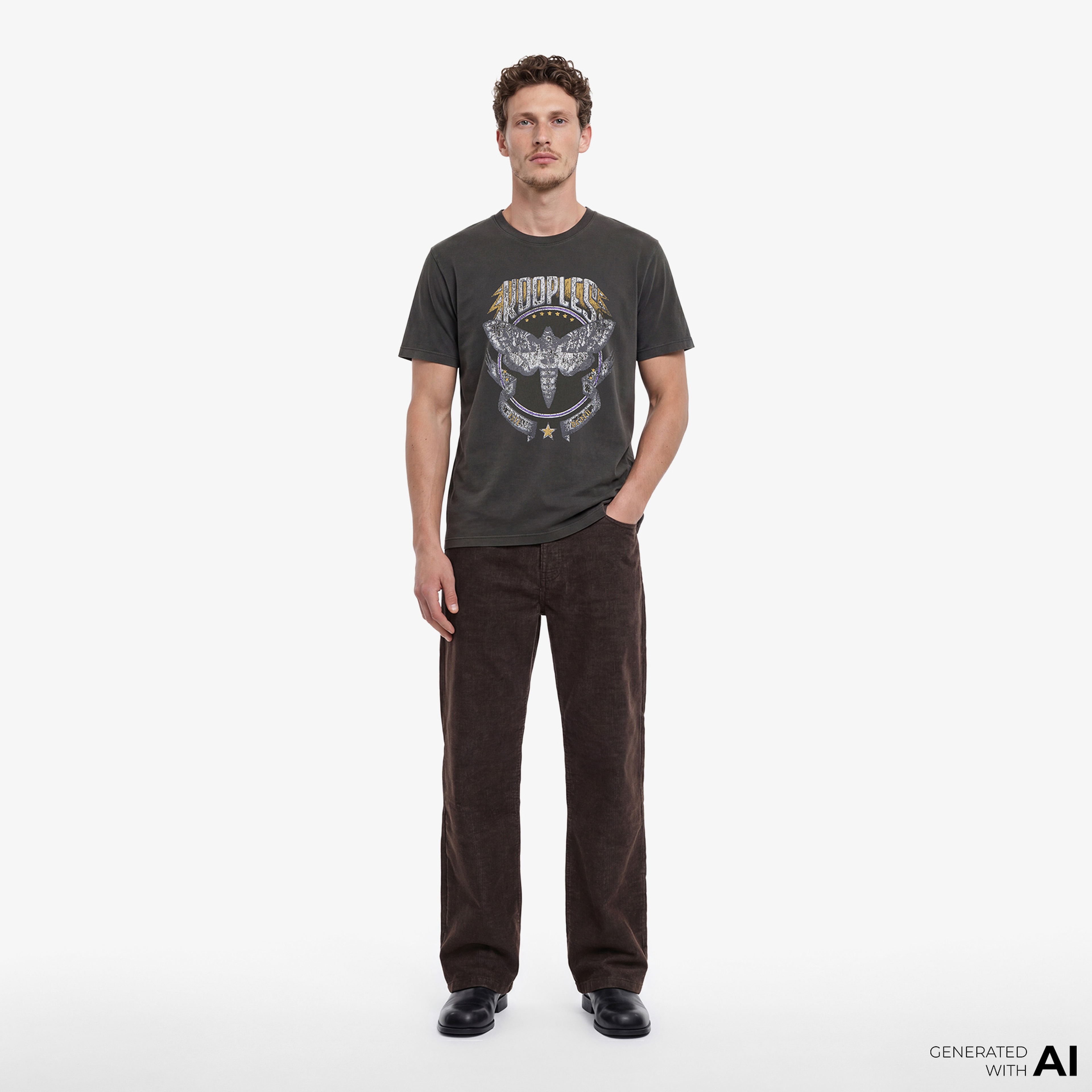 ERKEK BASKILI GRİ T-SHIRT