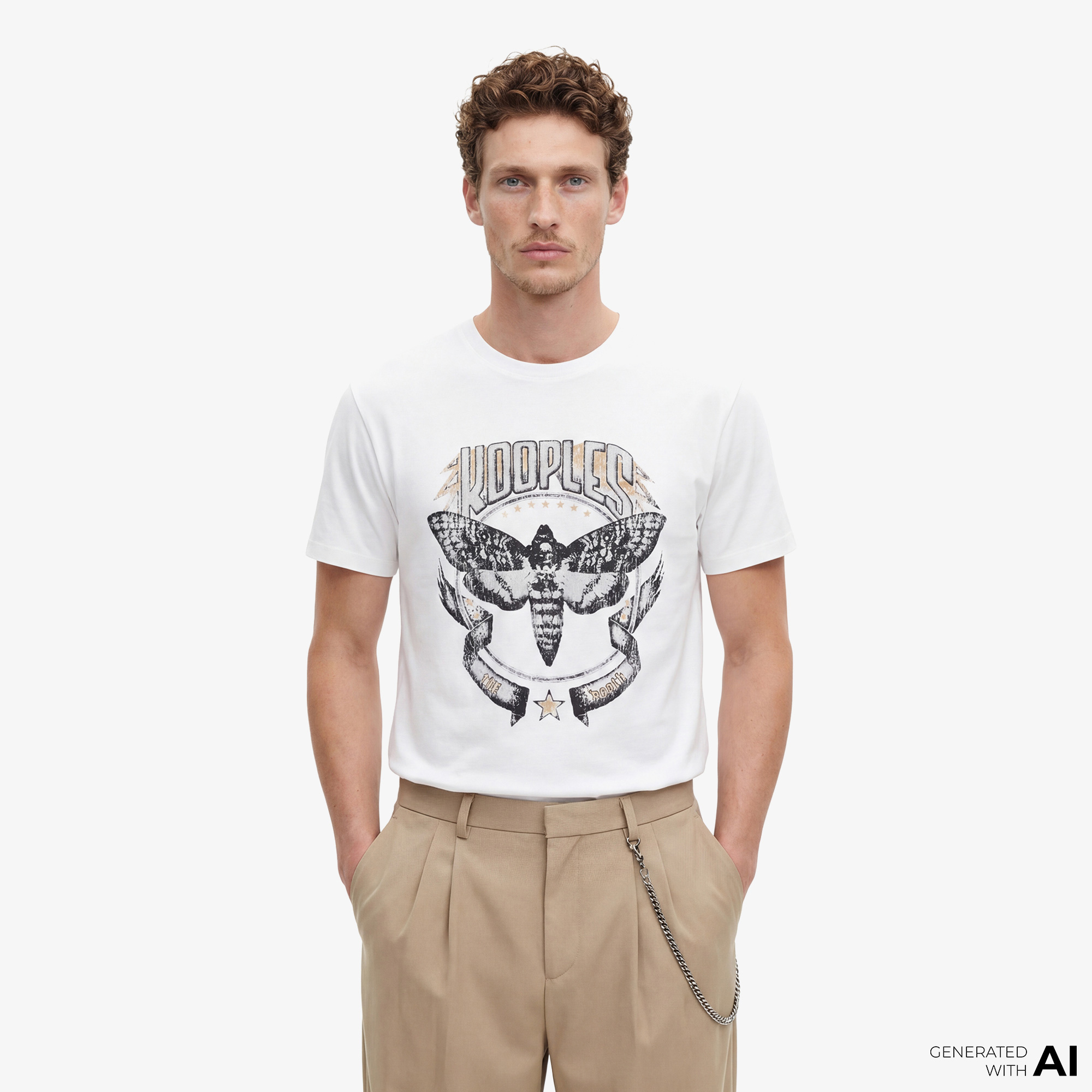 ERKEK BASKILI BEYAZ T-SHIRT