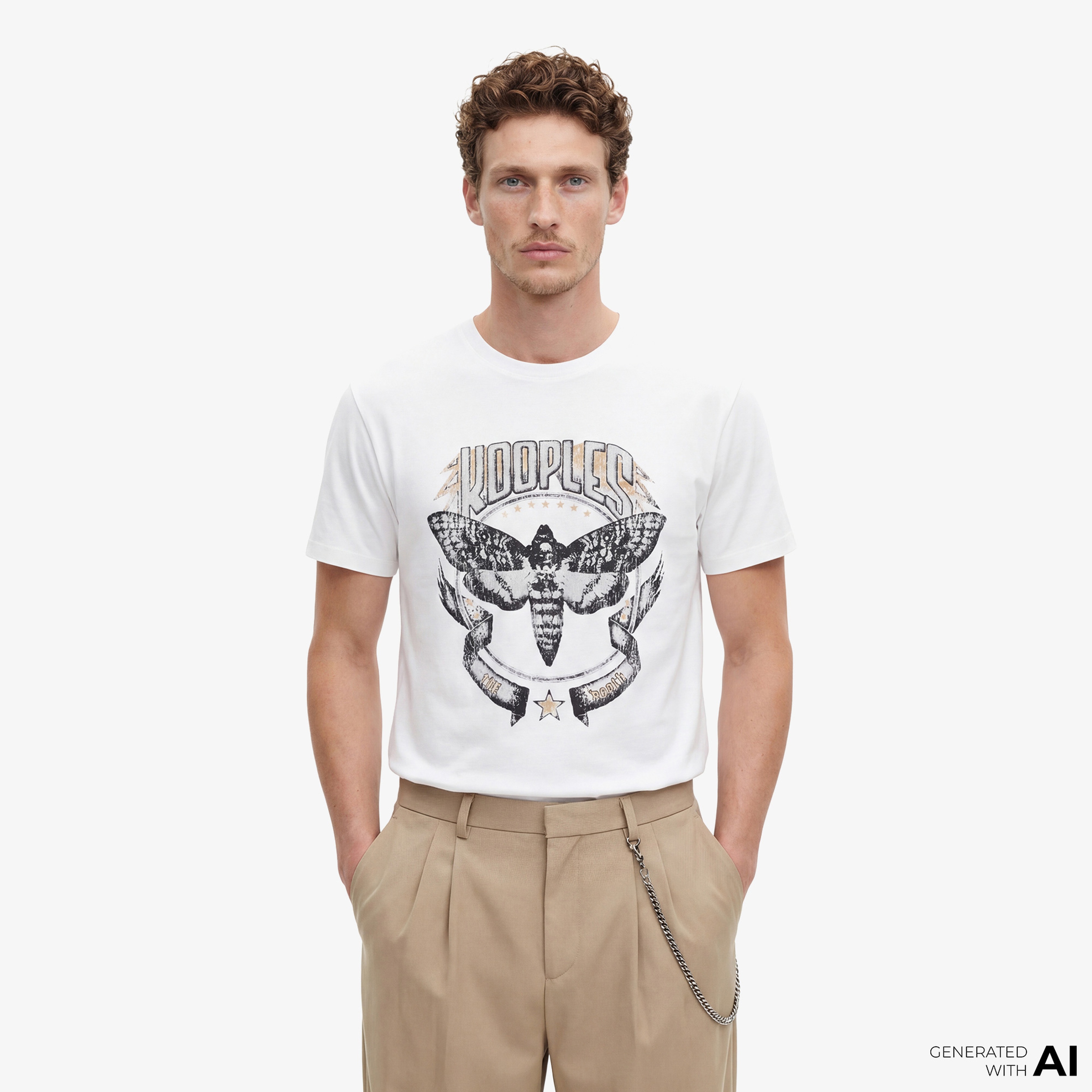 ERKEK BASKILI BEYAZ T-SHIRT