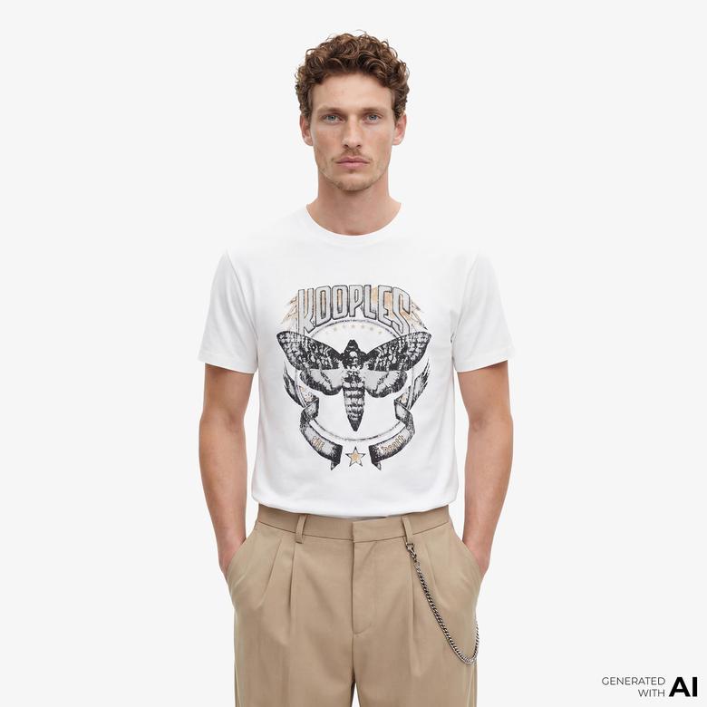 ERKEK BASKILI BEYAZ T-SHIRT