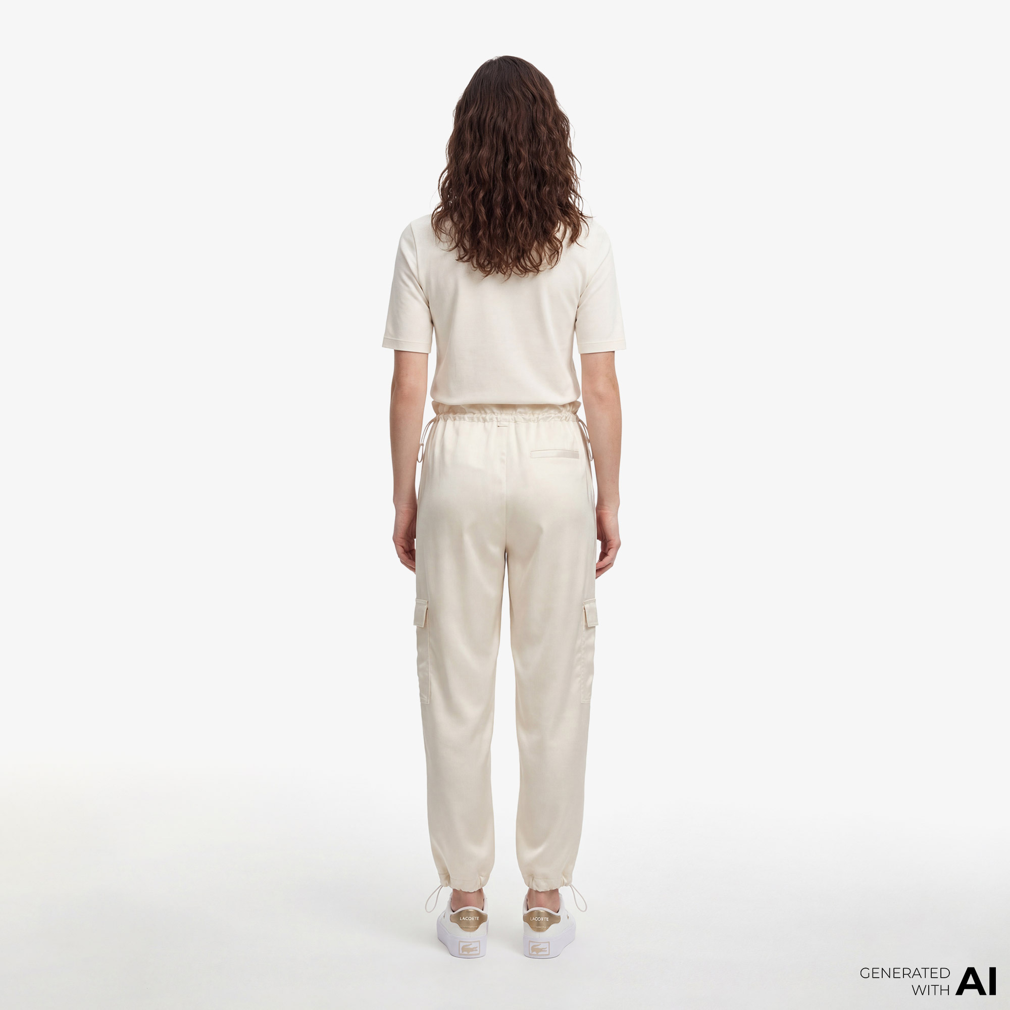 Kadın Oversize Fit Krem Kargo Pantolon