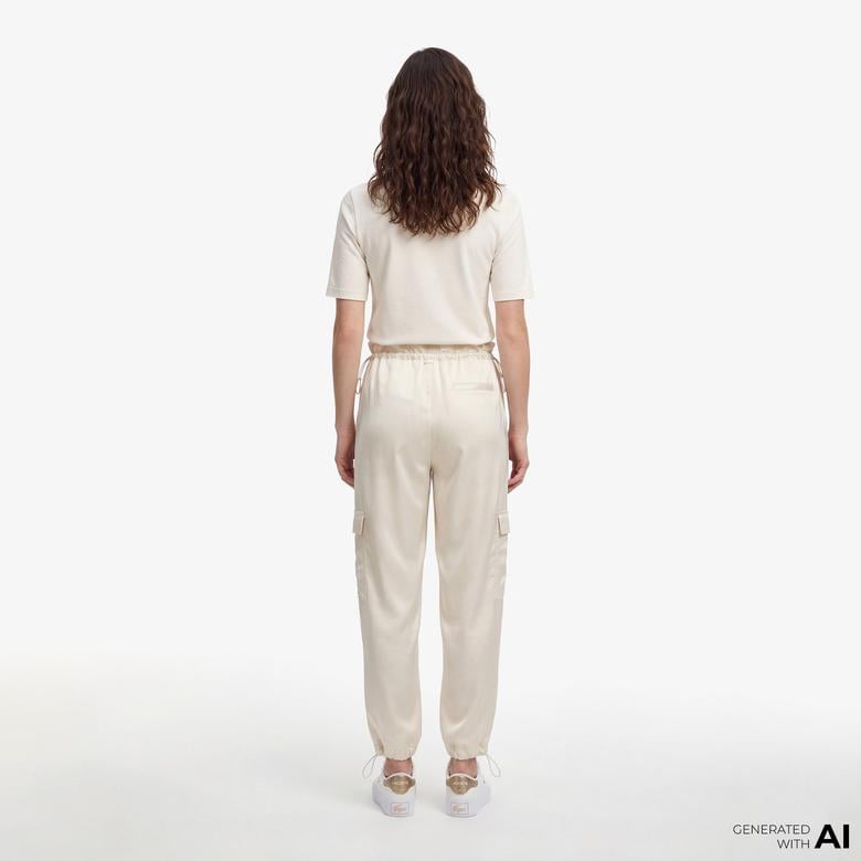 Kadın Oversize Fit Krem Kargo Pantolon