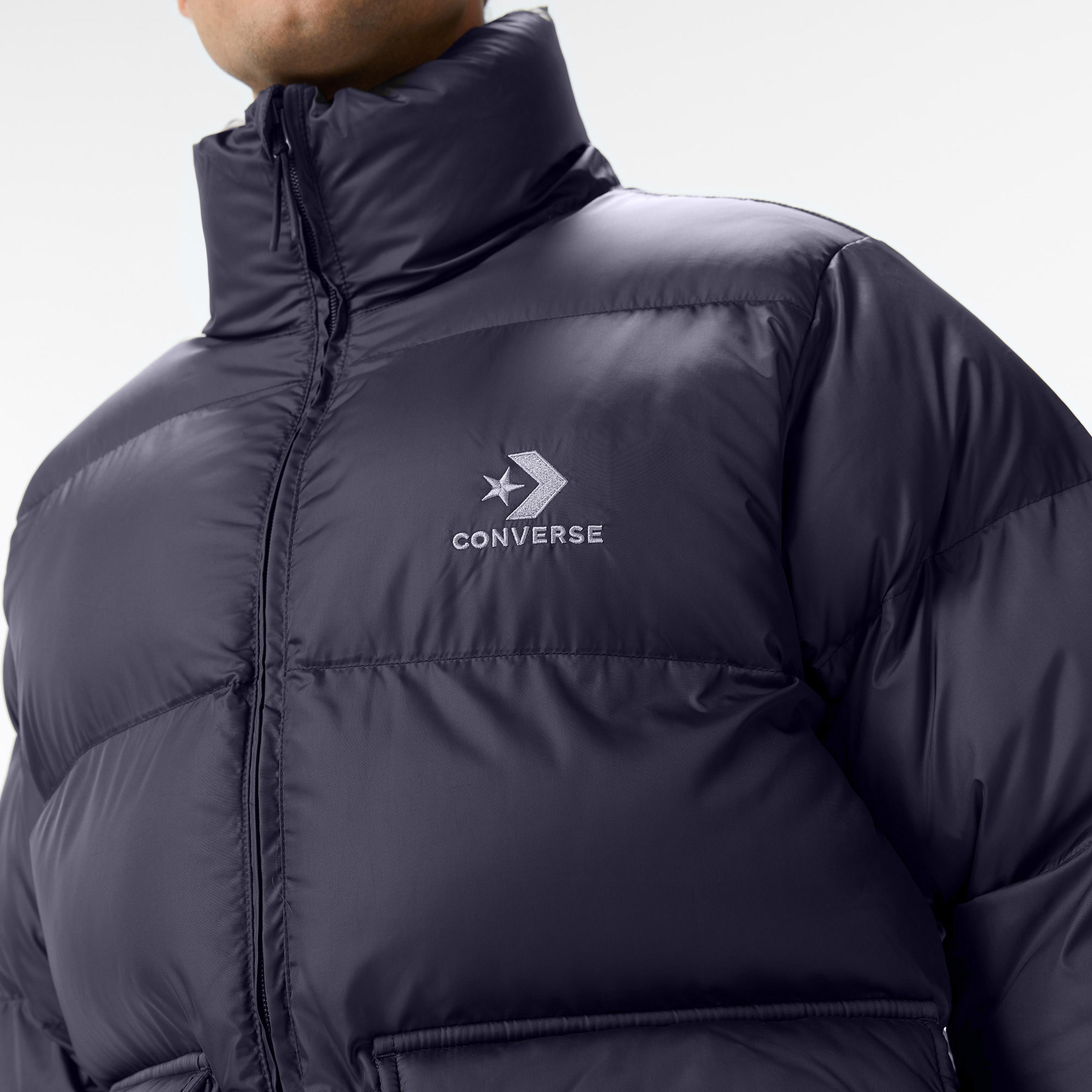 Converse Classic Patch Pocket Erkek Dik Yaka Siyah Şişme Mont