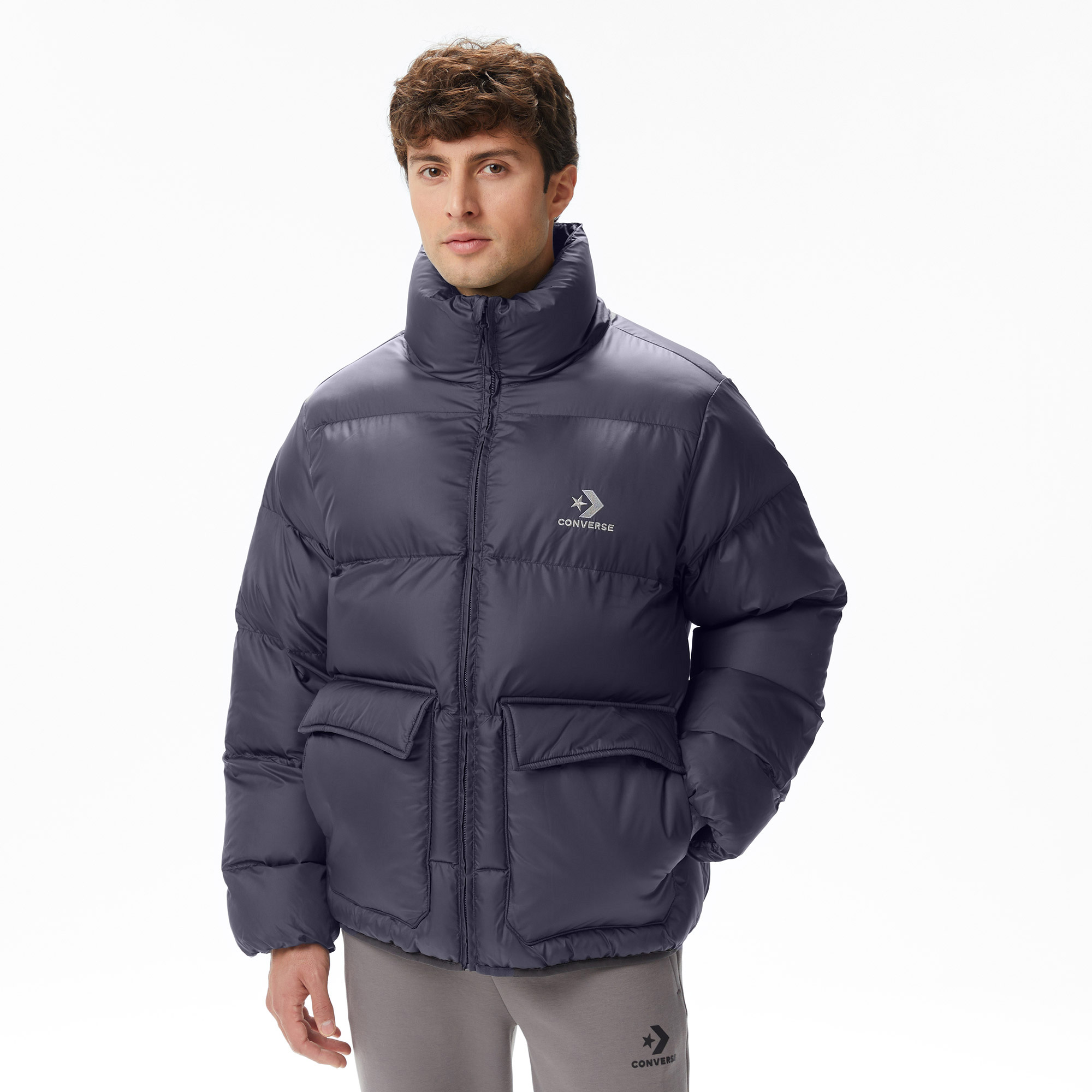 Converse Classic Patch Pocket Erkek Dik Yaka Siyah Şişme Mont