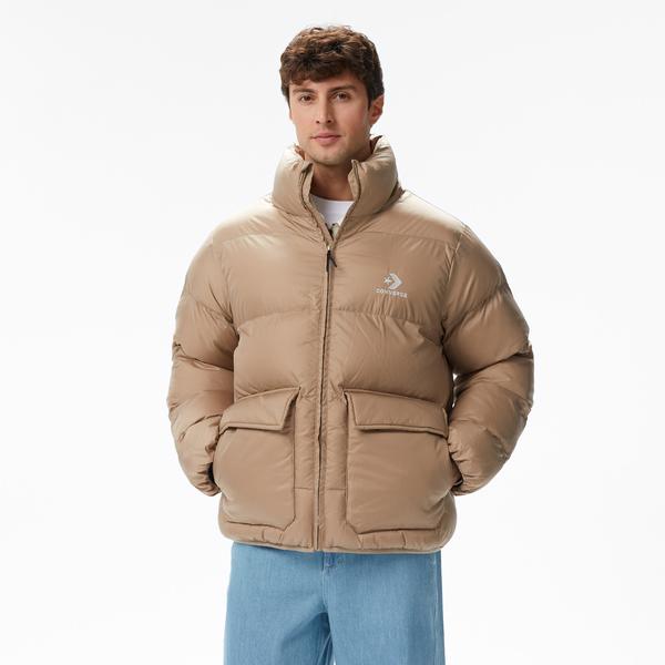 Converse Classic Patch Pocket Erkek Dik Yaka Krem Şişme Mont