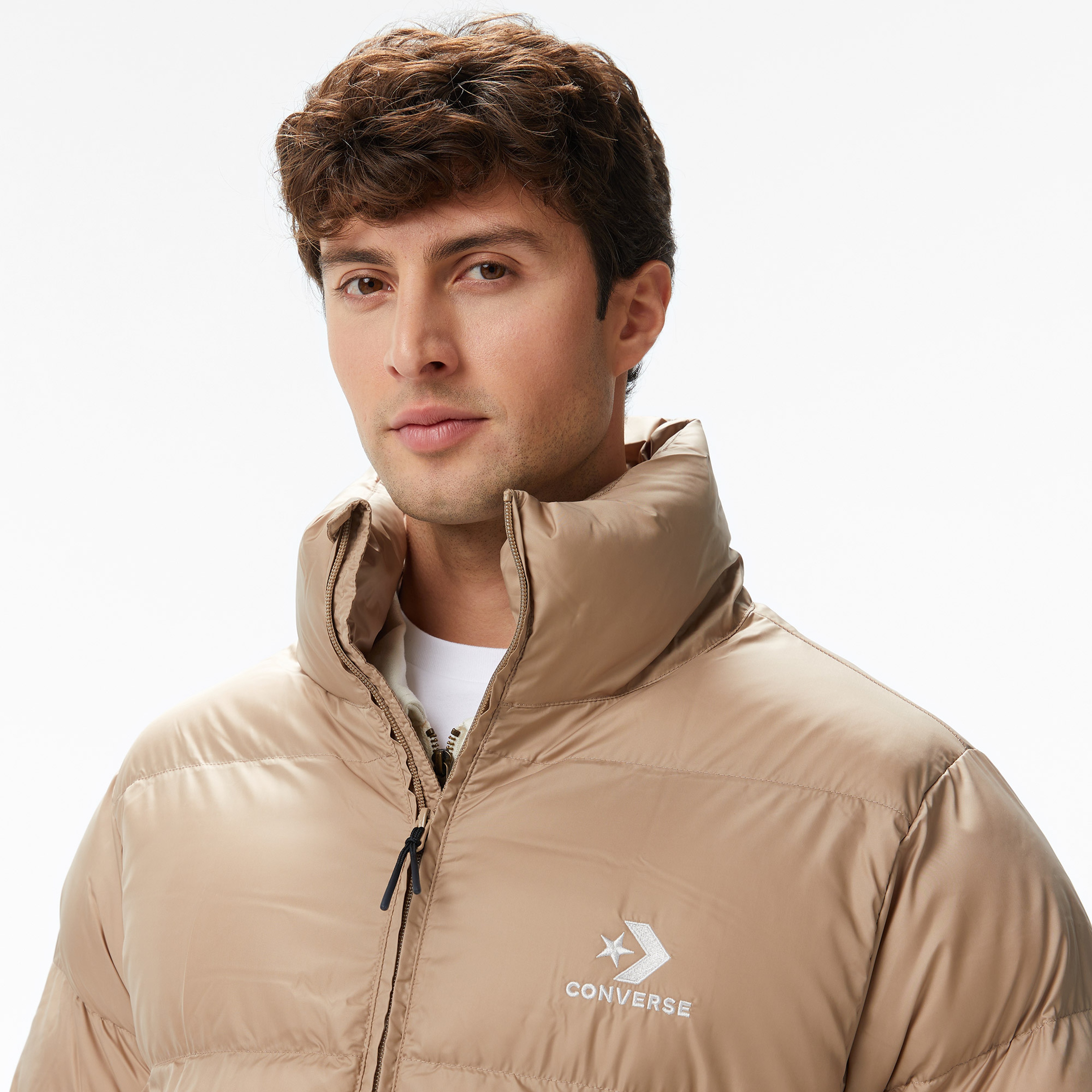 Converse Classic Patch Pocket Erkek Dik Yaka Krem Şişme Mont