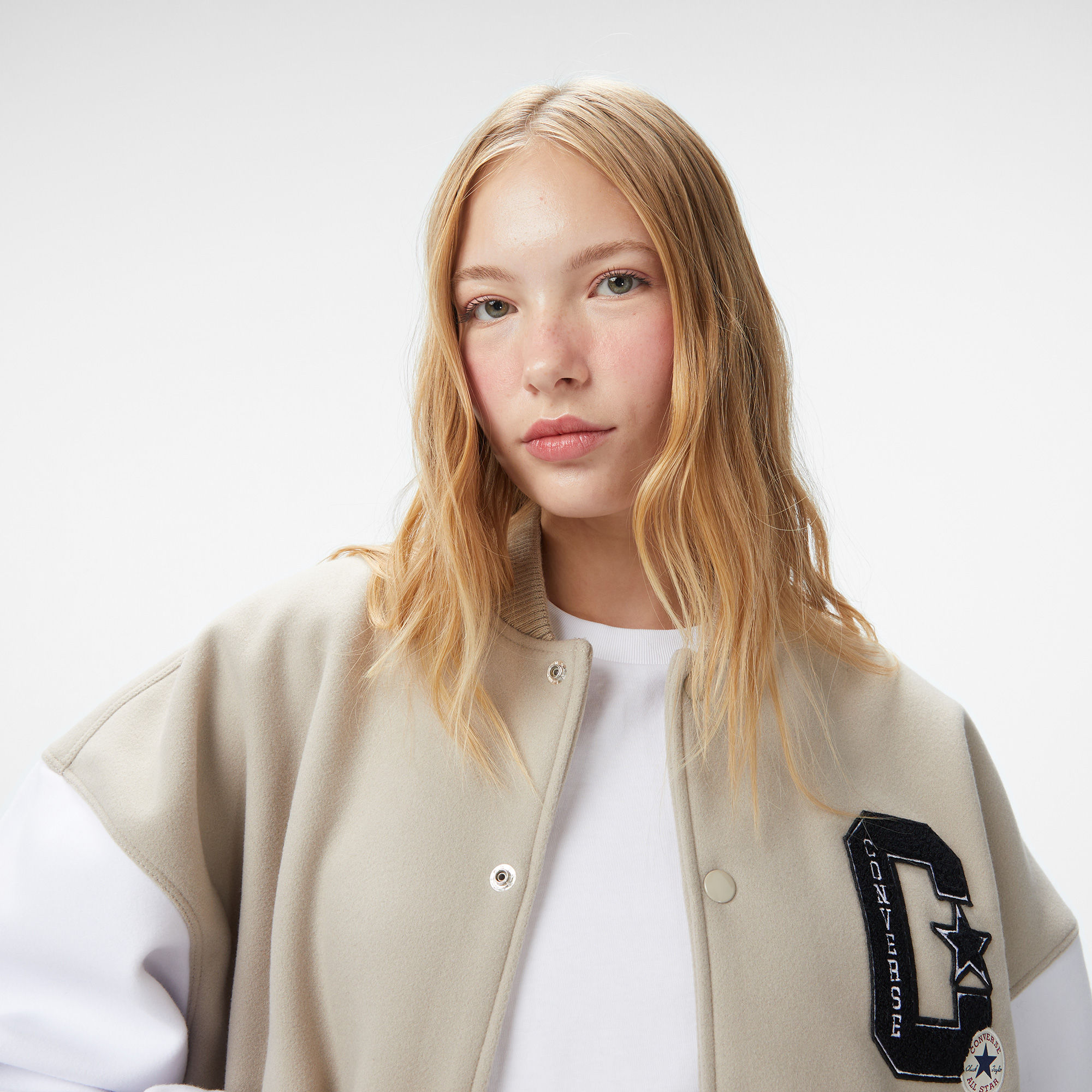 Converse Kadın Dik Yaka Bej Ceket