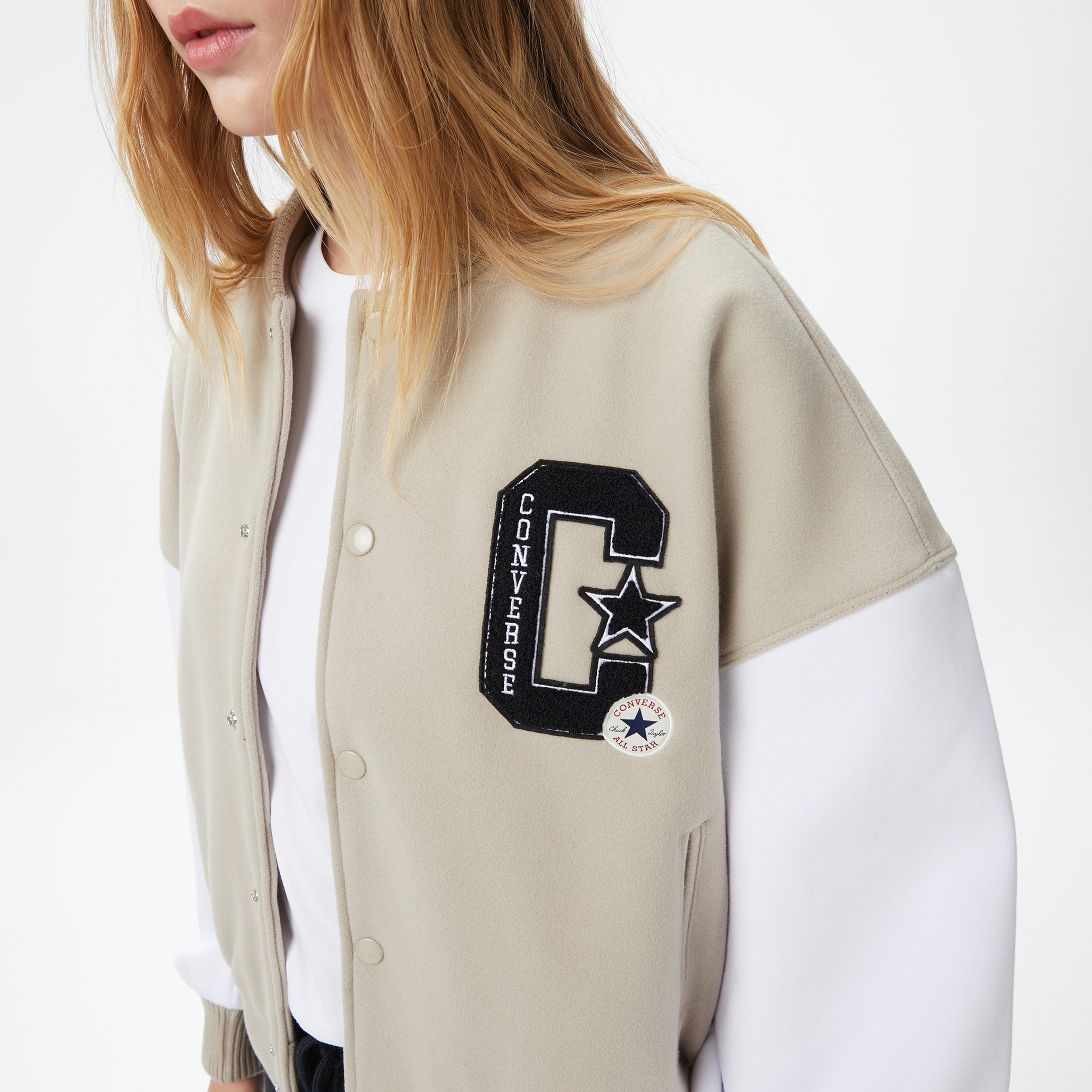 Converse Kadın Dik Yaka Bej Ceket