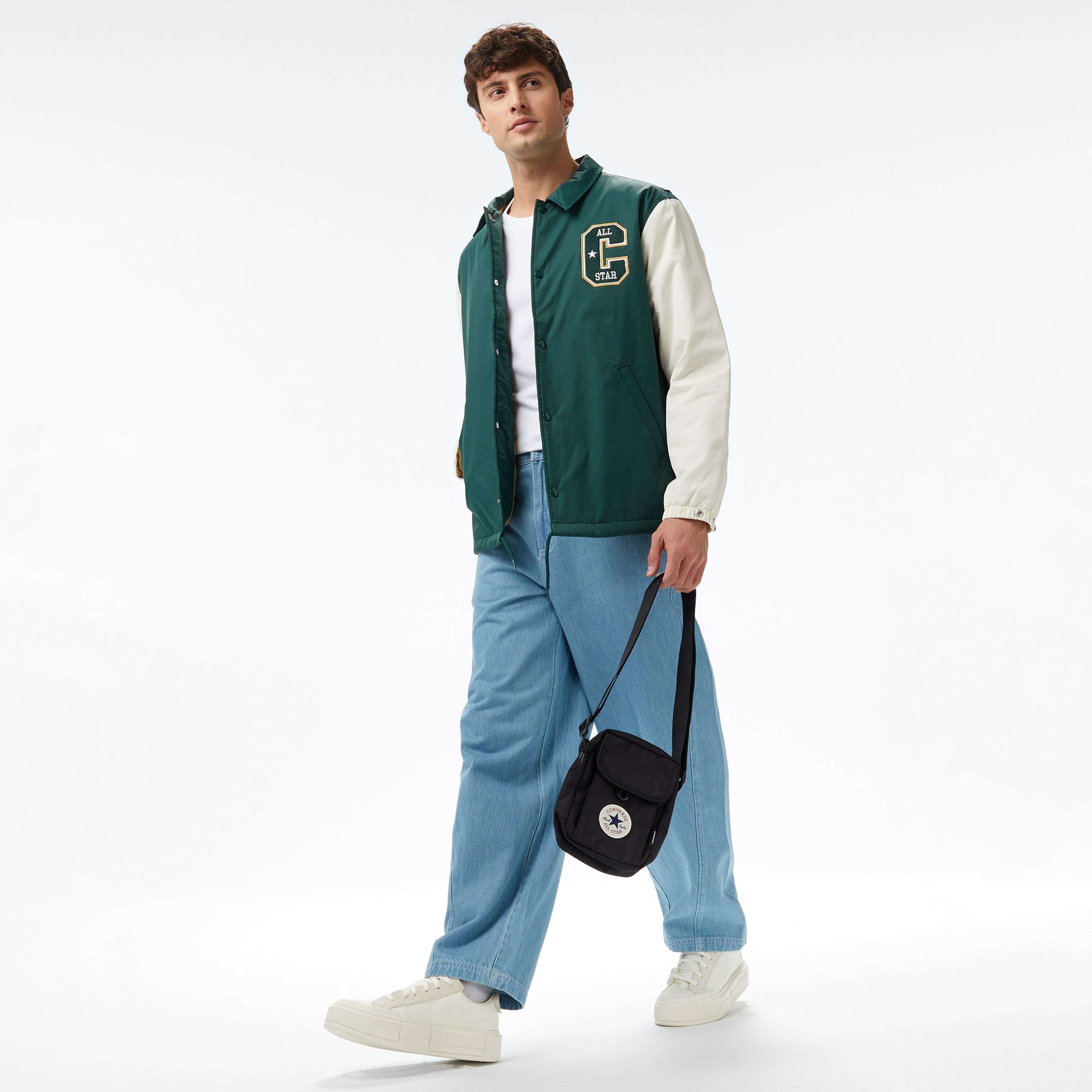 Converse Colorblocked Erkek Renk Bloklu Yeşil Ceket