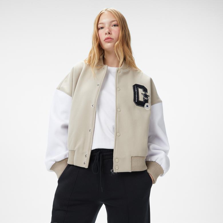 Converse Kadın Dik Yaka Bej Ceket