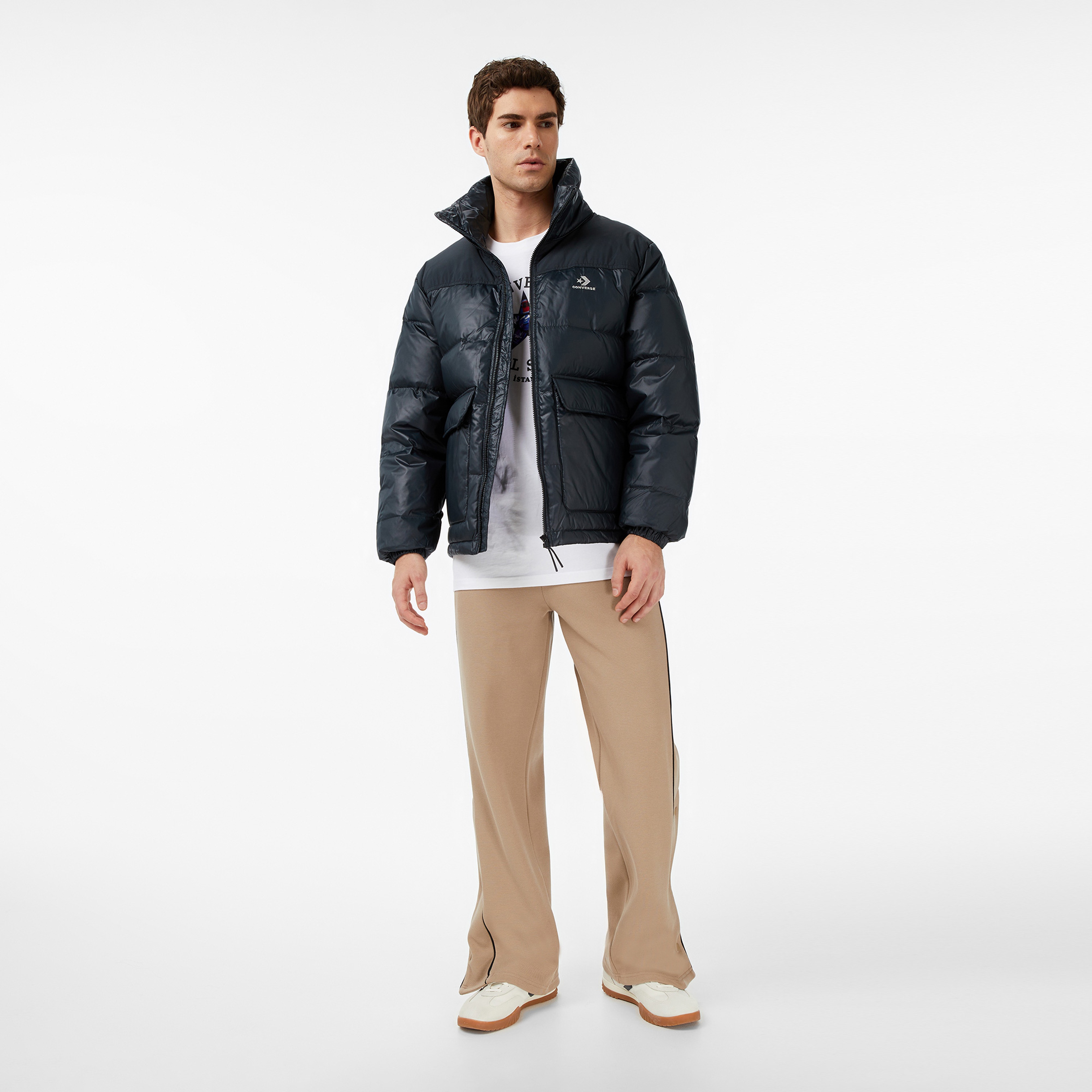 Converse Classic Erkek Dik Yaka Siyah Şişme Mont