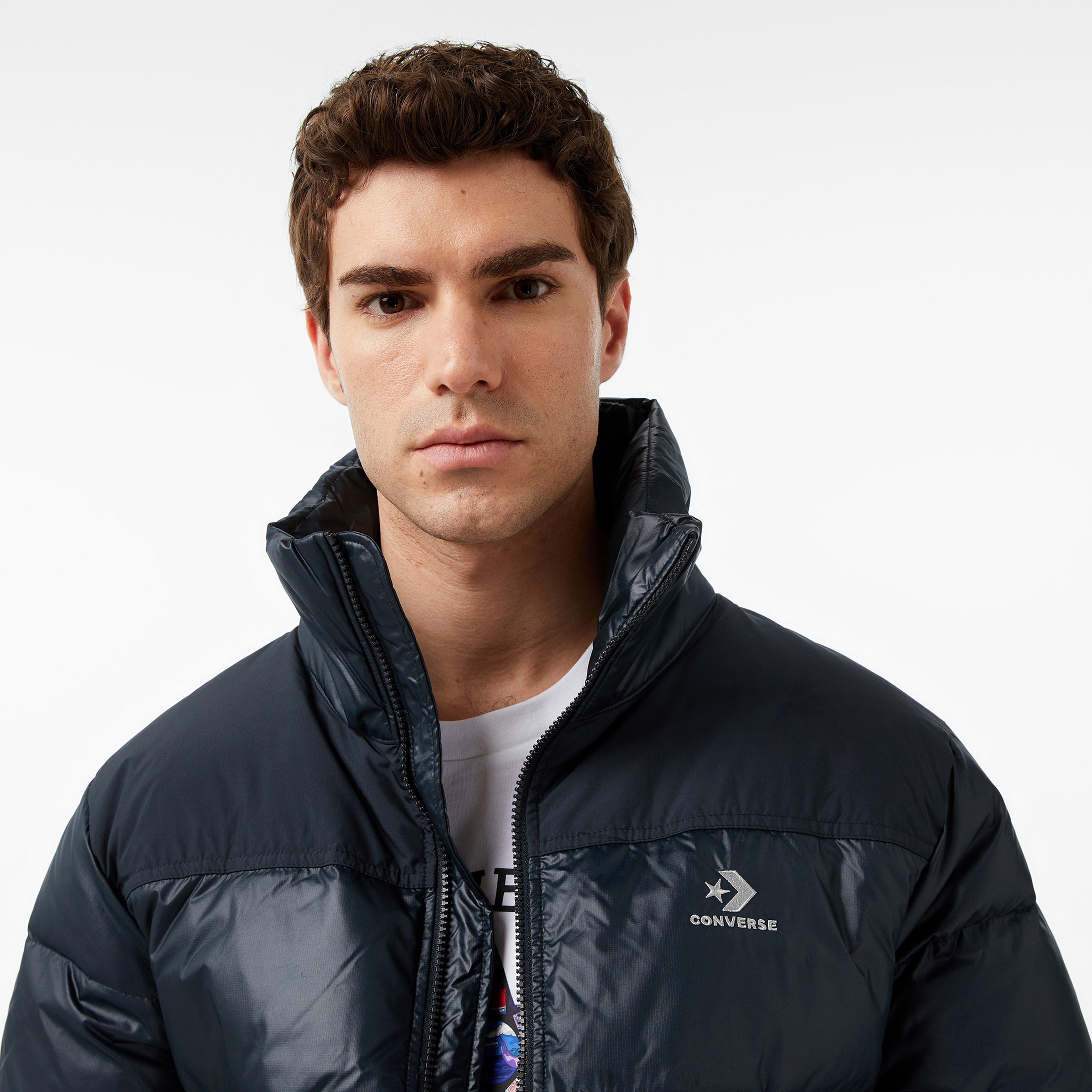 Converse Classic Erkek Dik Yaka Siyah Şişme Mont