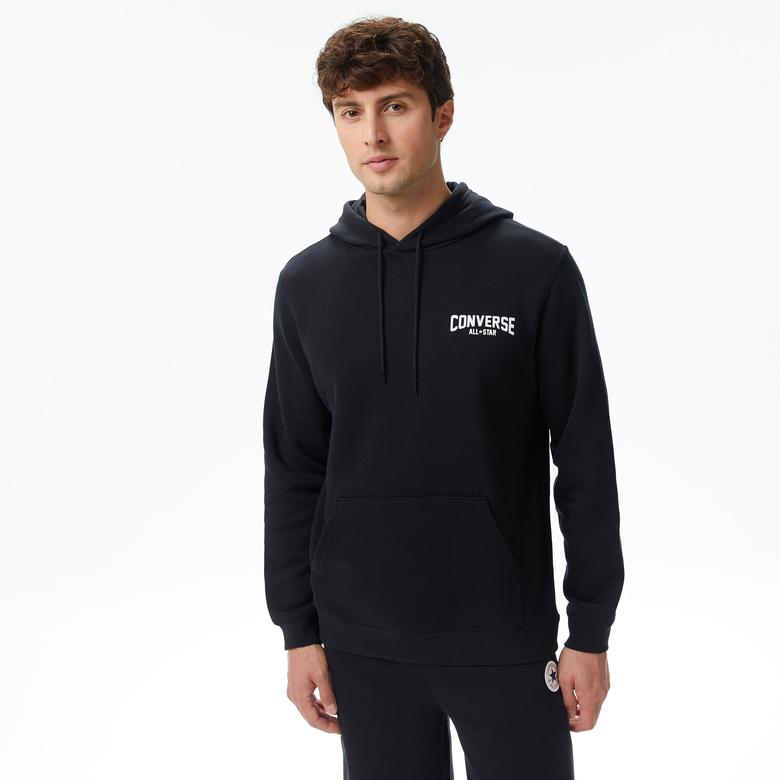 Converse Classic Erkek Grafik Baskılı Siyah Hoodie