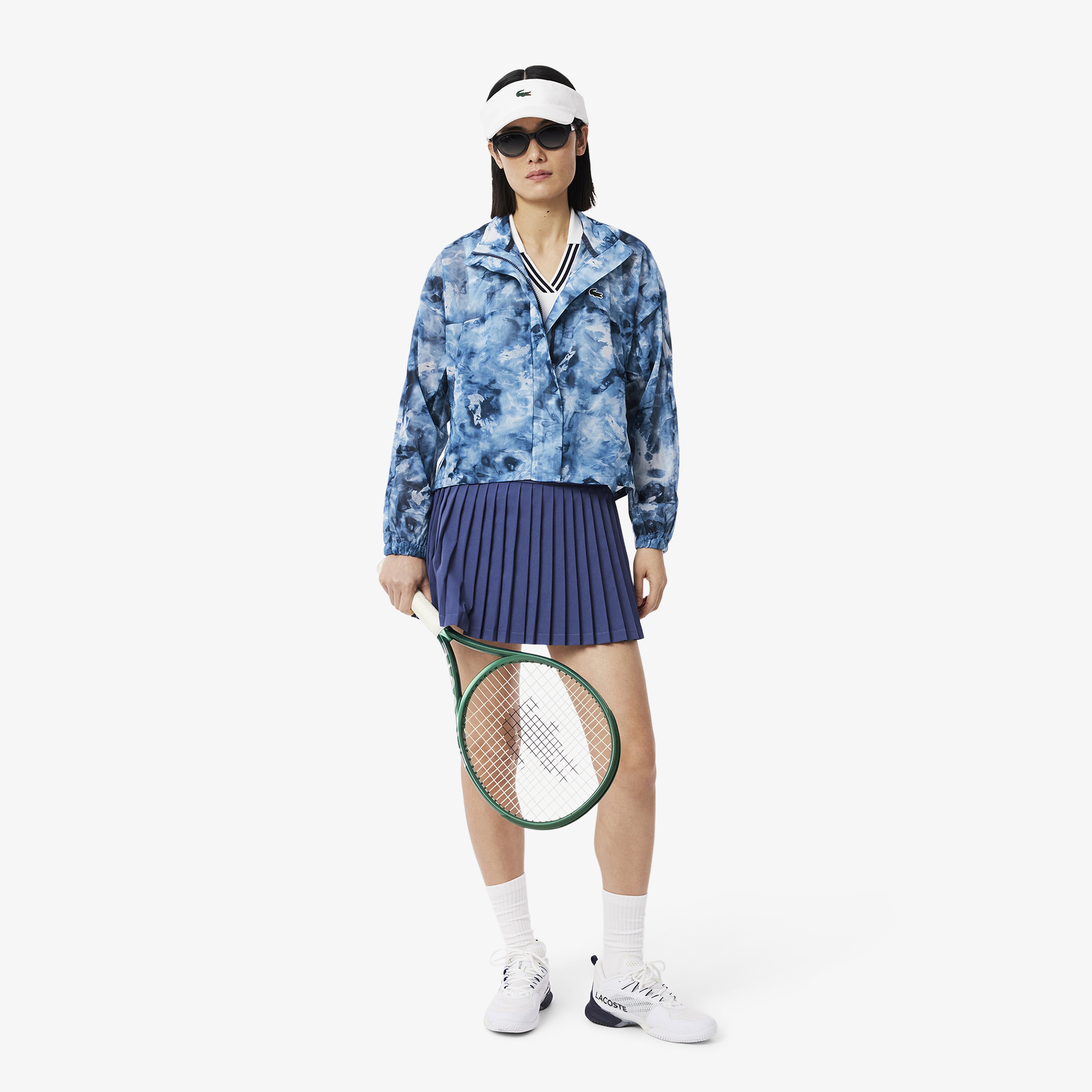 Kadın Relaxed Fit Dik Yaka Desenli Mavi Ceket