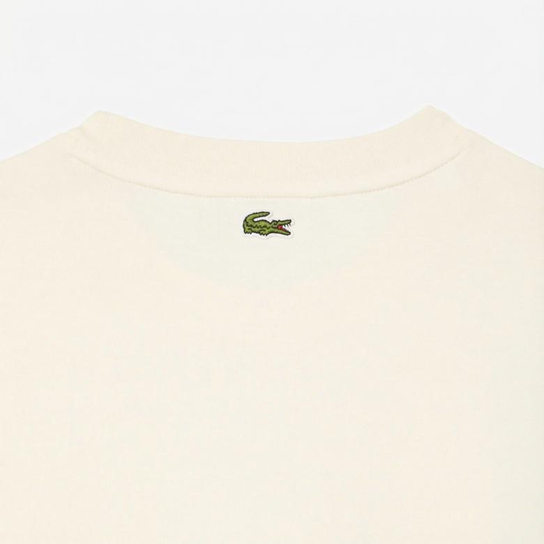 Lacoste Print Cotton Kadın Bej T-Shirt