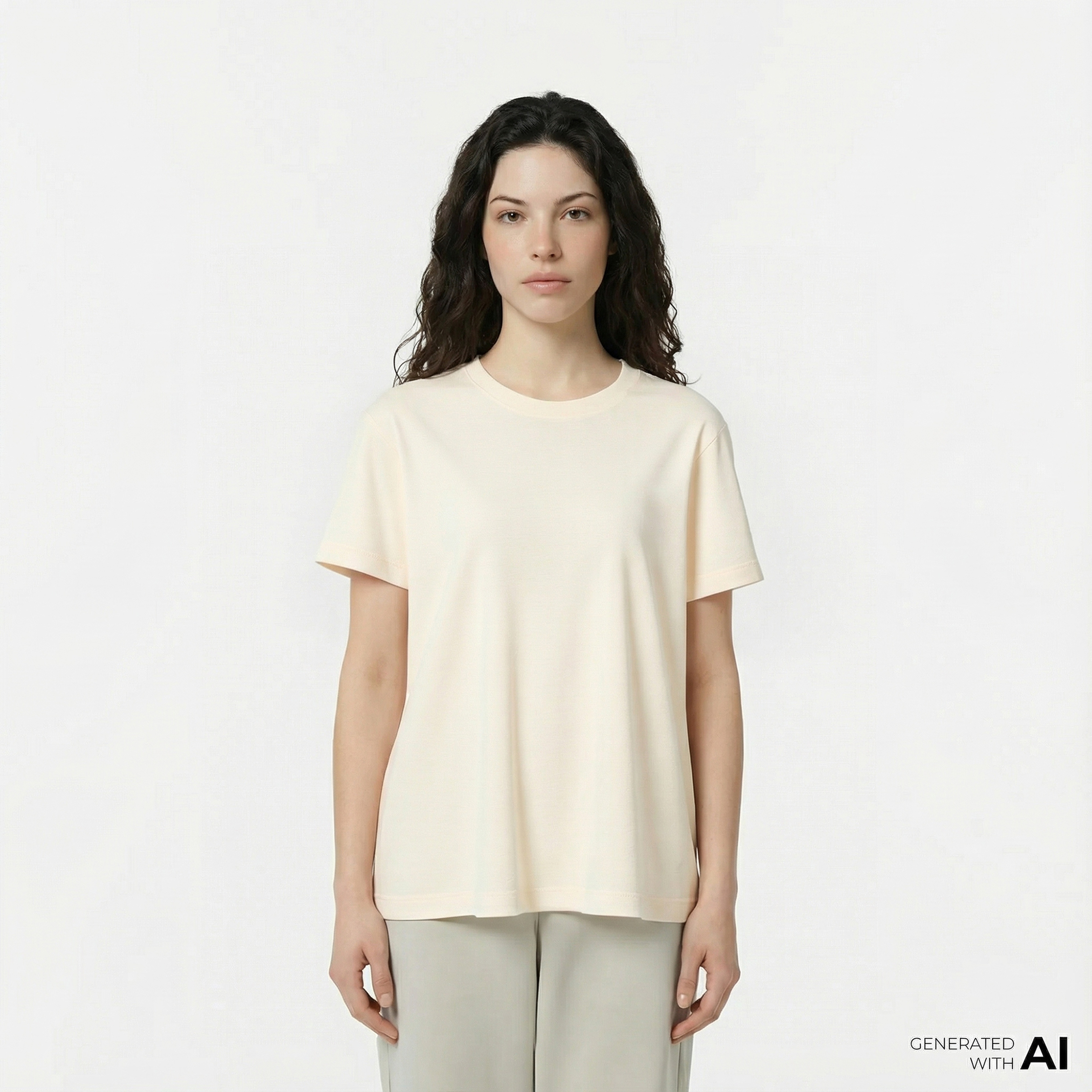 Lacoste Print Cotton Kadın Bej T-Shirt