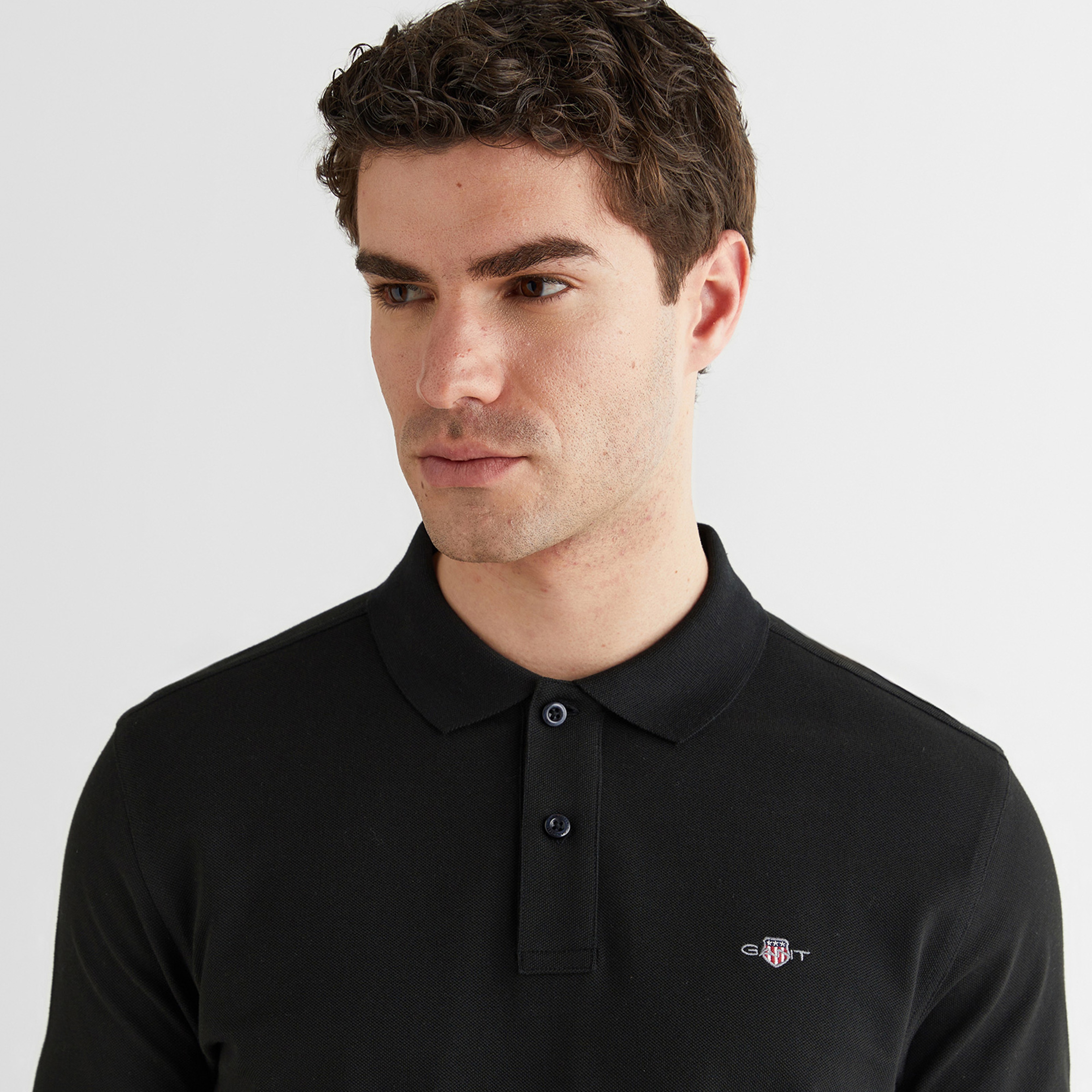 GANT Erkek Siyah Regular Fit Logolu Polo Yaka T-Shirt