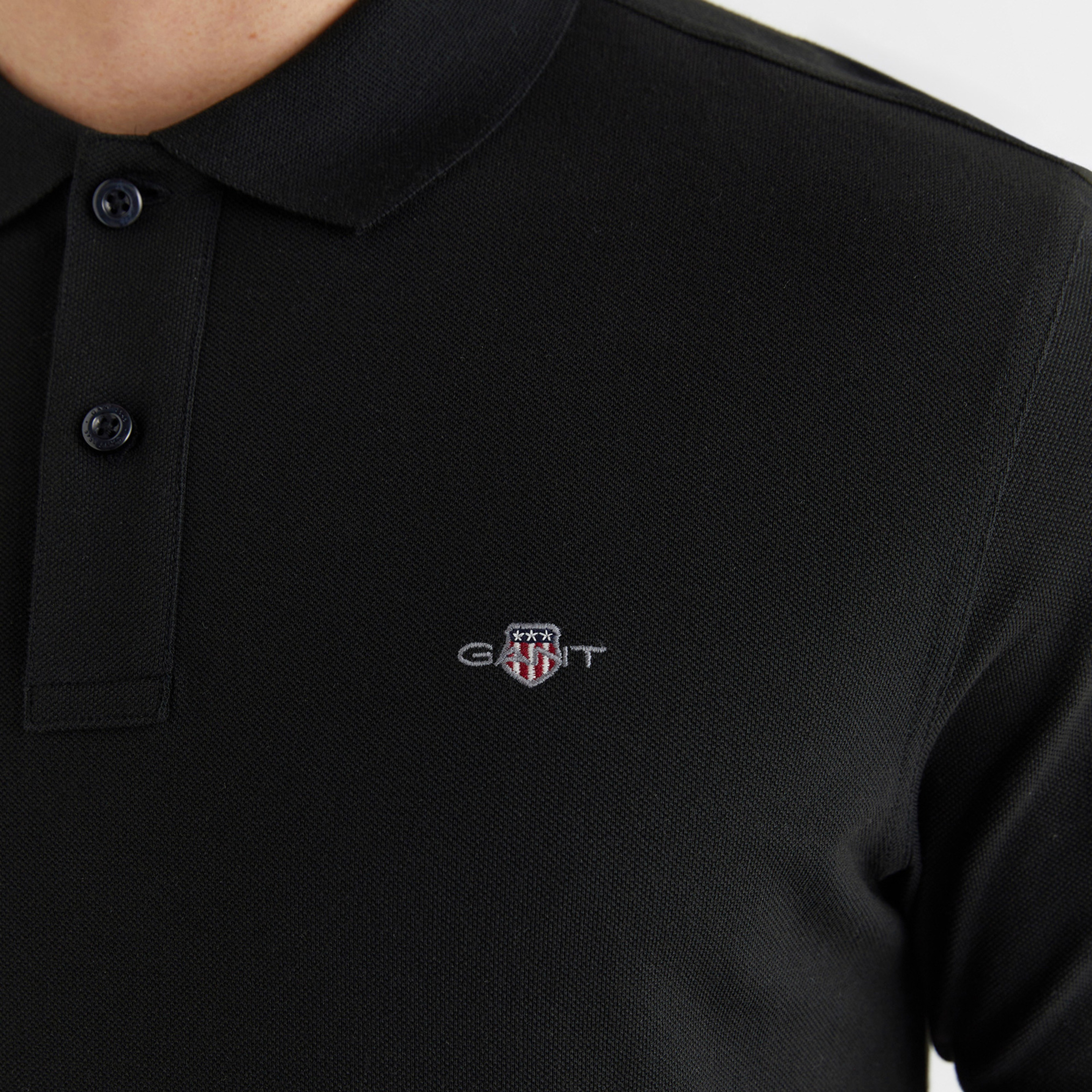 GANT Erkek Siyah Regular Fit Logolu Polo Yaka T-Shirt