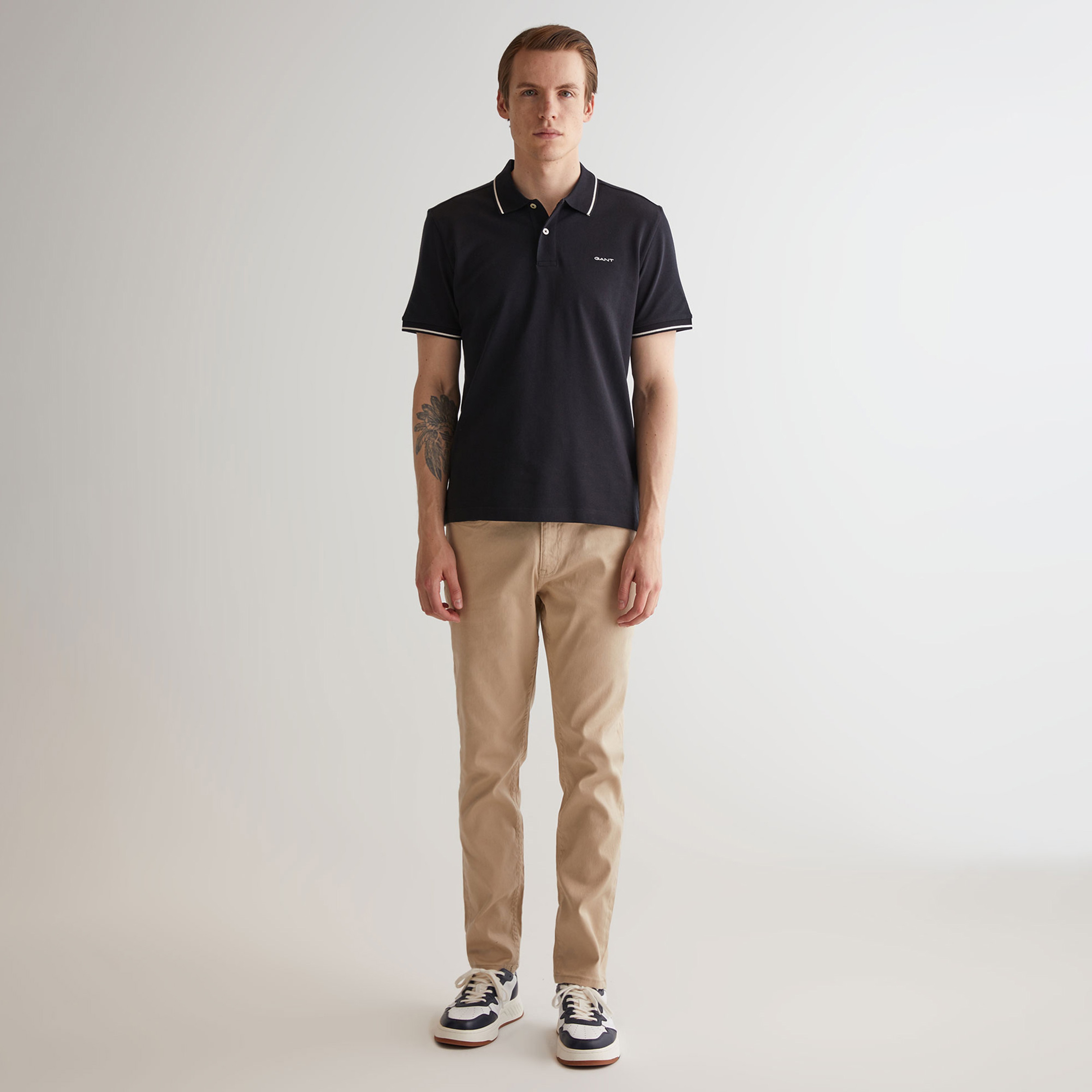 GANT Erkek Siyah Regular Fit Polo Yaka T-Shirt