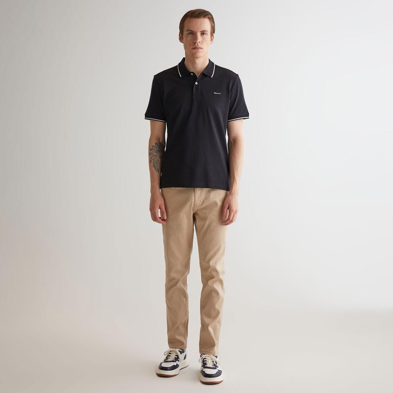 GANT Erkek Siyah Regular Fit Polo Yaka T-Shirt
