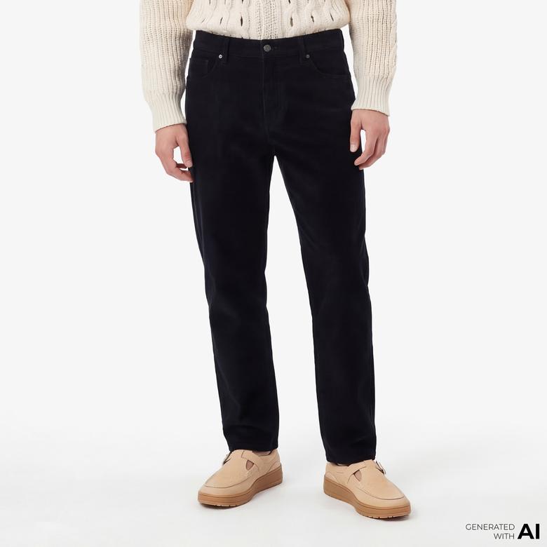 Erkek Straight Fit Casual Siyah Pantolon