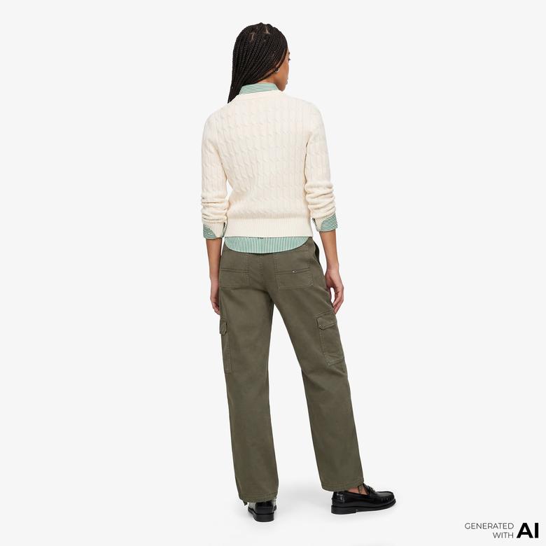 Tommy Jeans Claire Utility Blocking Kadın Yeşil Pantolon