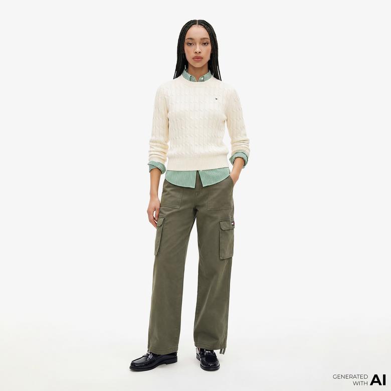 Tommy Jeans Claire Utility Blocking Kadın Yeşil Pantolon