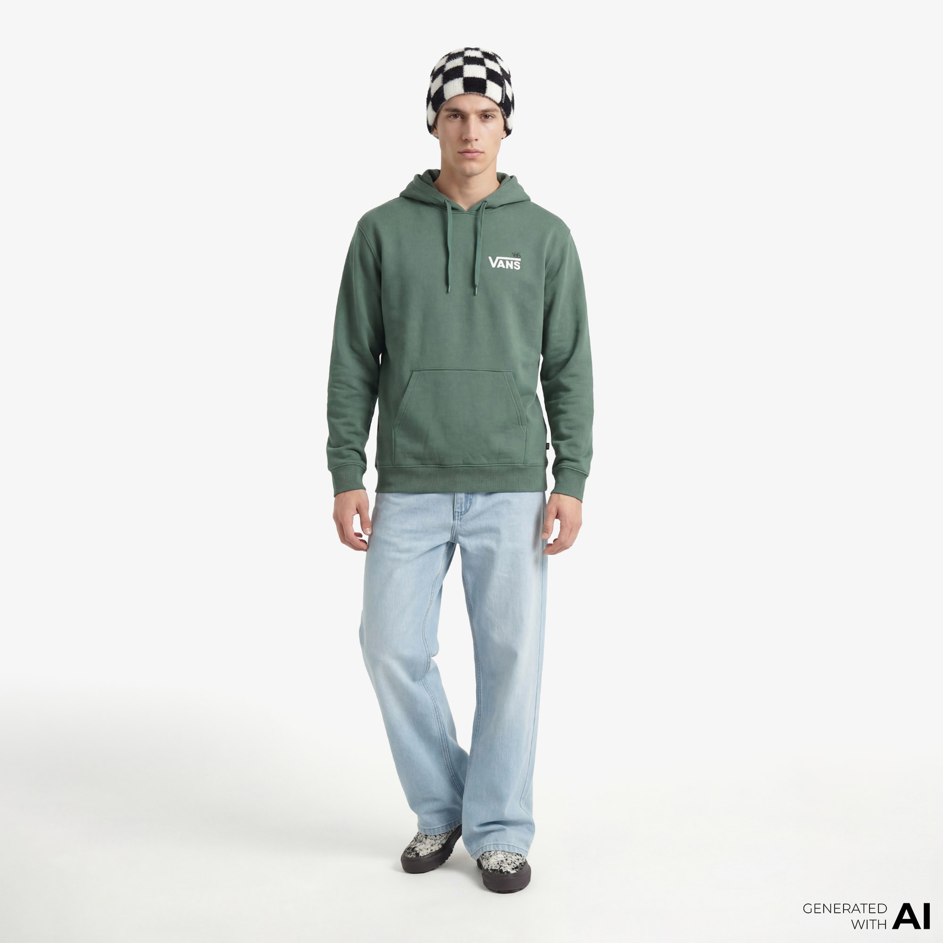 Vans Posted Loose Pullover Erkek Yeşil Sweatshirt